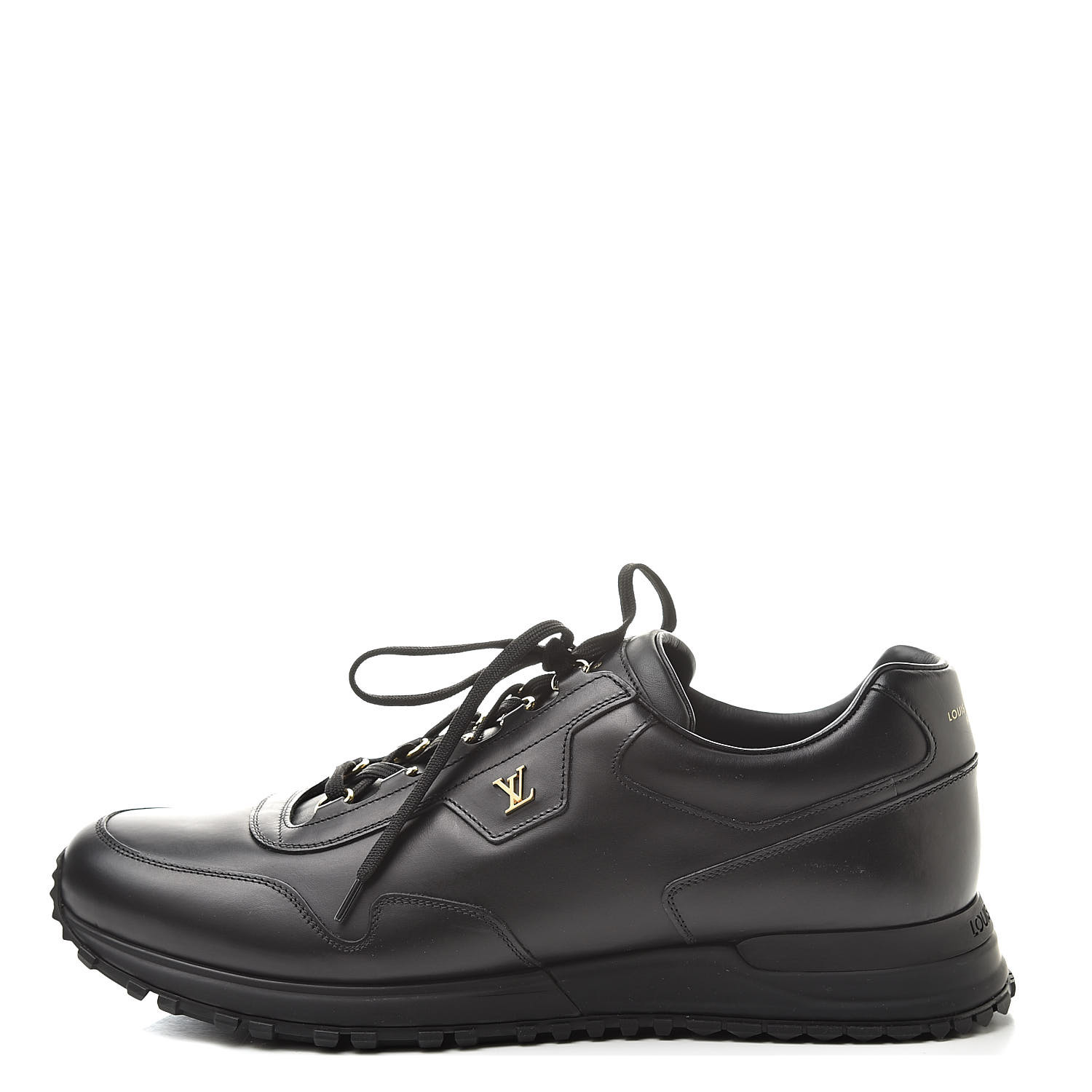 LOUIS VUITTON Calfskin Mens Runaway Sneakers 12 Black 523871