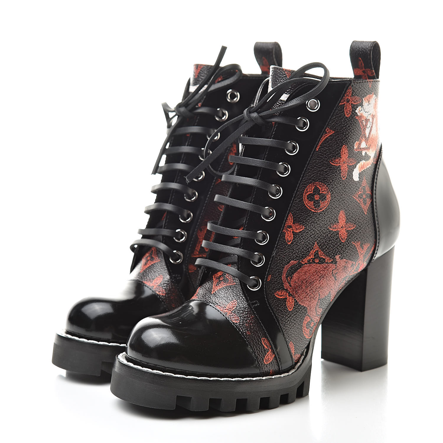 LOUIS VUITTON Catogram Star Trail Ankle Boots 37 Black 523872