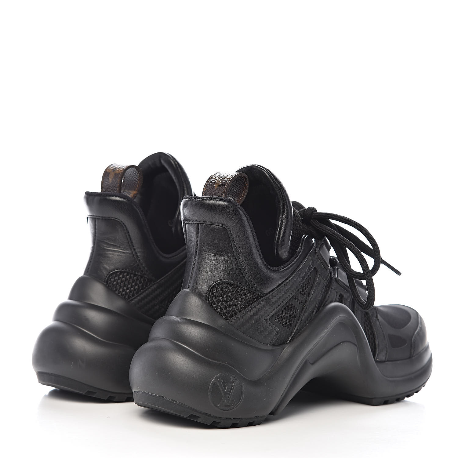 LOUIS VUITTON Calfskin Technical Nylon LV Archlight Sneakers 34 Black 526109