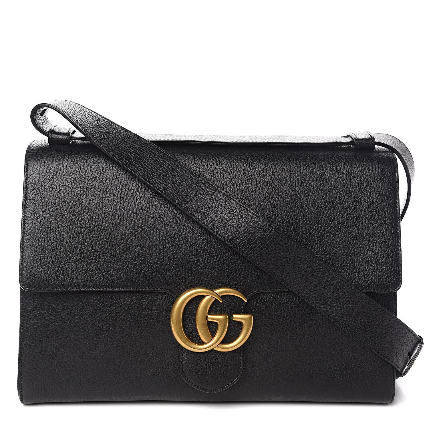 GUCCI Calfskin GG Marmont Messenger Bag Black 524060
