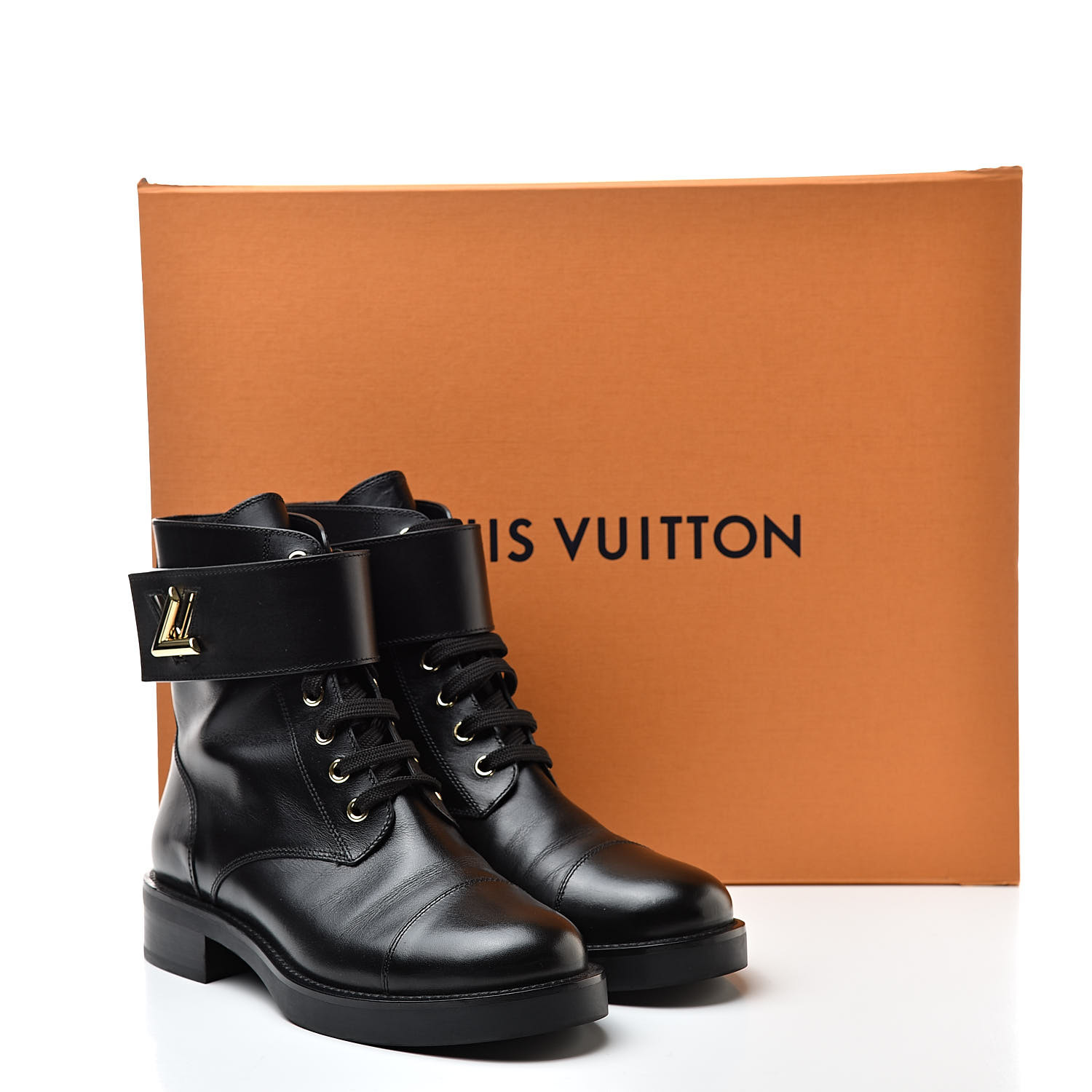 LOUIS VUITTON Calfskin Wonderland Ranger Boots 37 Black 525067