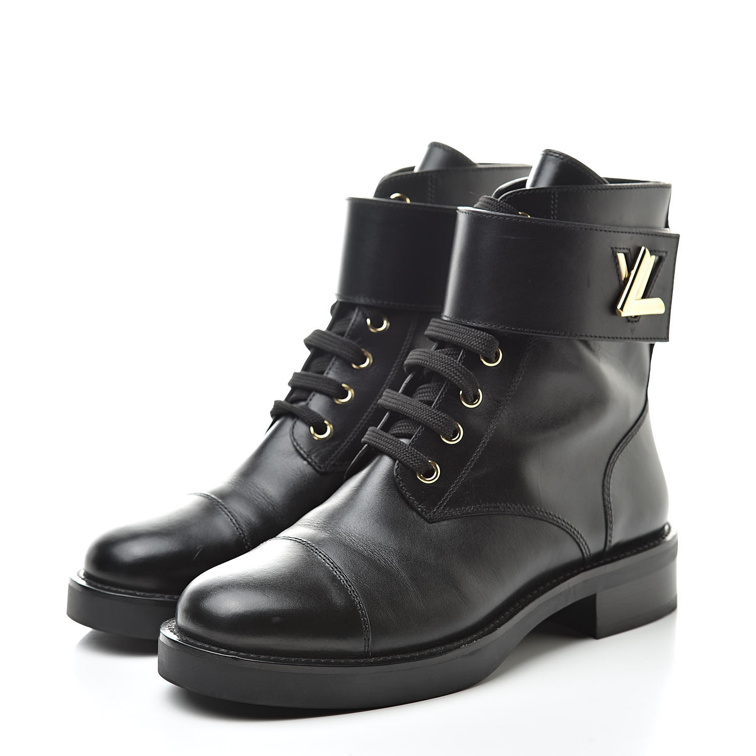 LOUIS VUITTON Calfskin Wonderland Ranger Boots 37 Black 525067