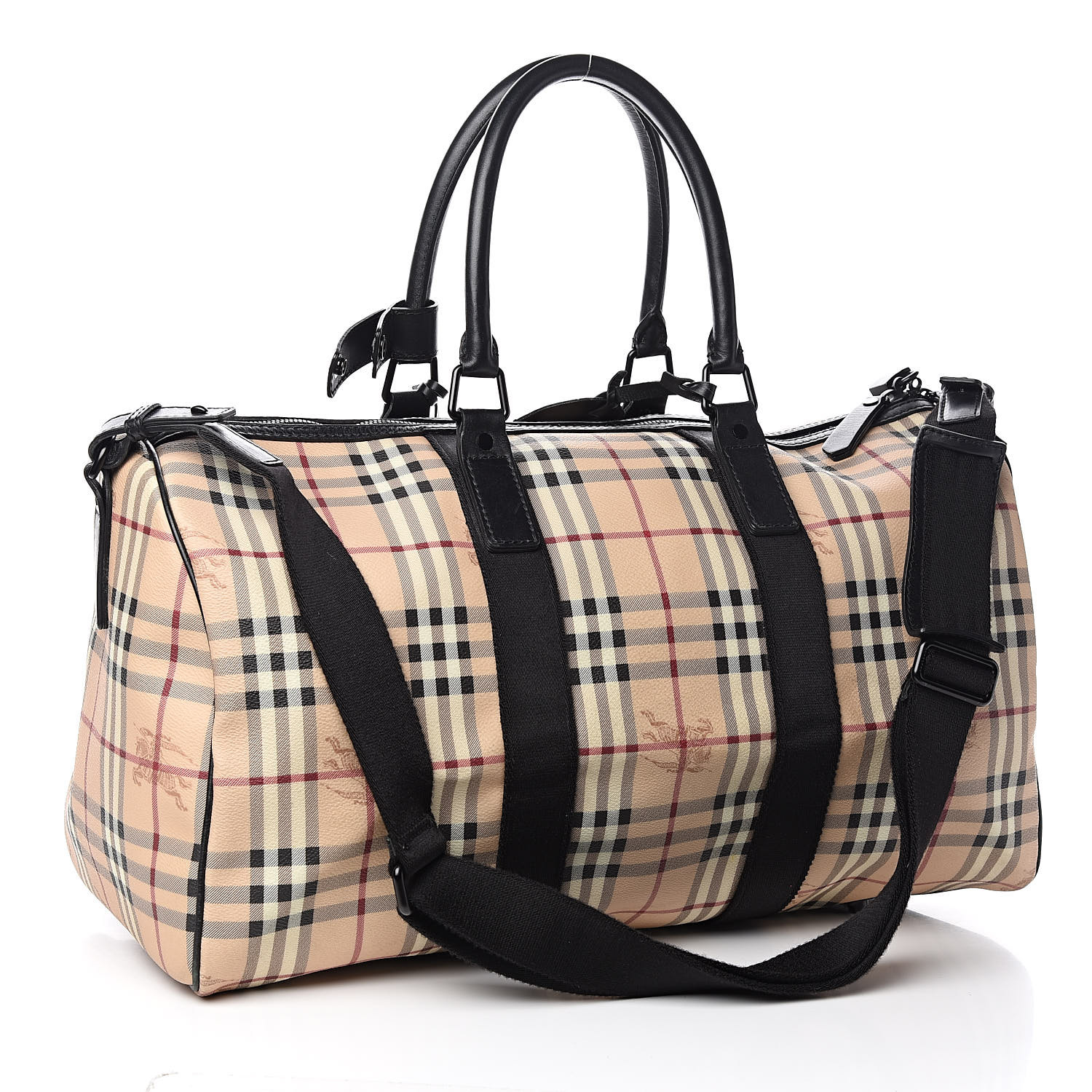 BURBERRY Haymarket Check Duffle Bag Black 524811