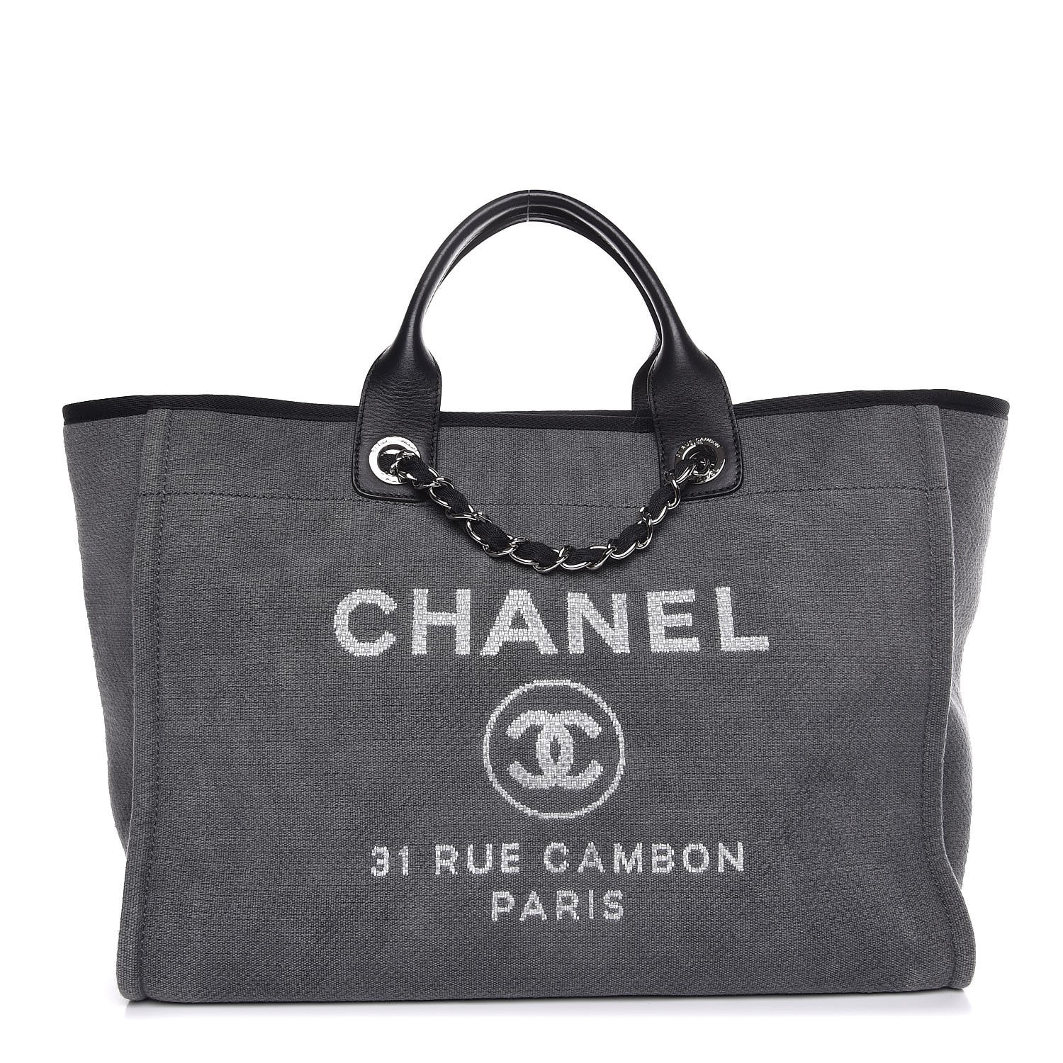 CHANEL Canvas Deauville Large Tote Grey 338289