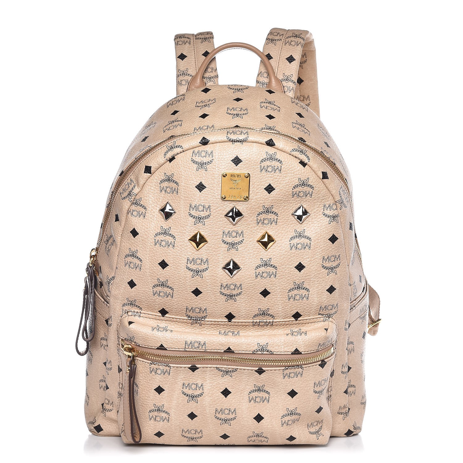 mcm medium studded backpack