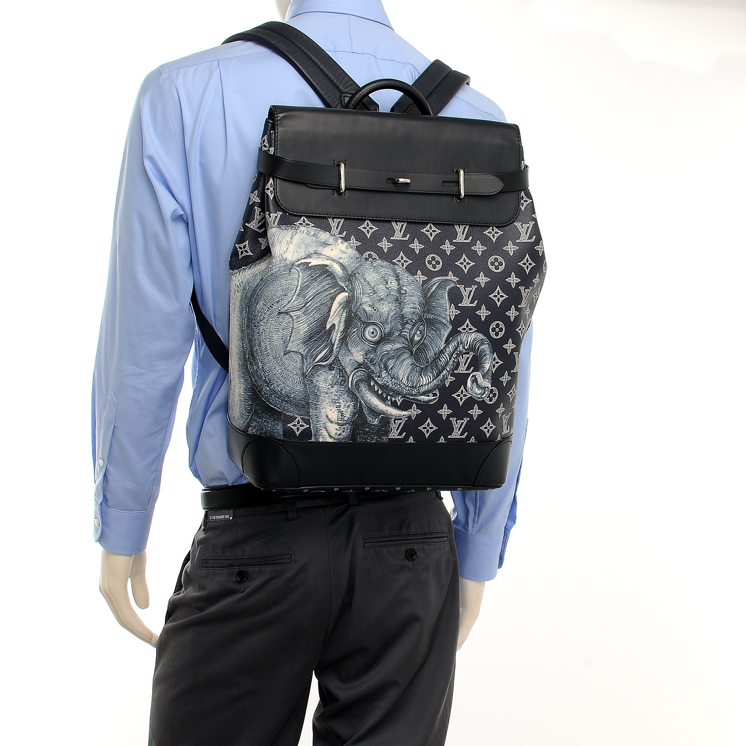 LOUIS VUITTON Savane Monogram Elephant Chapman Steamer Backpack Encre 224308