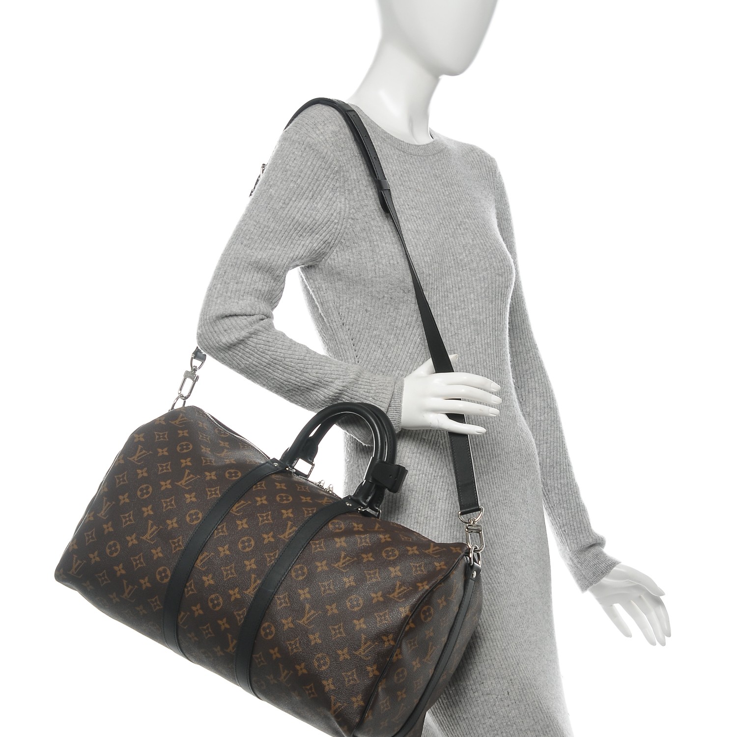 LOUIS VUITTON Keepall Bandouliere 45 Boston Bag Brown Monogram Macassar  M56711