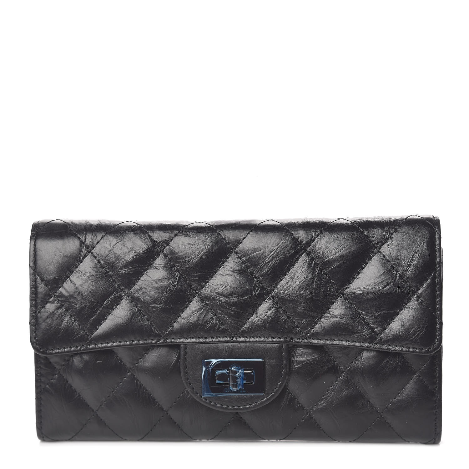 CHANEL Aged Calfskin Quilted 2.55 Reissue Flap Wallet So Black 472296