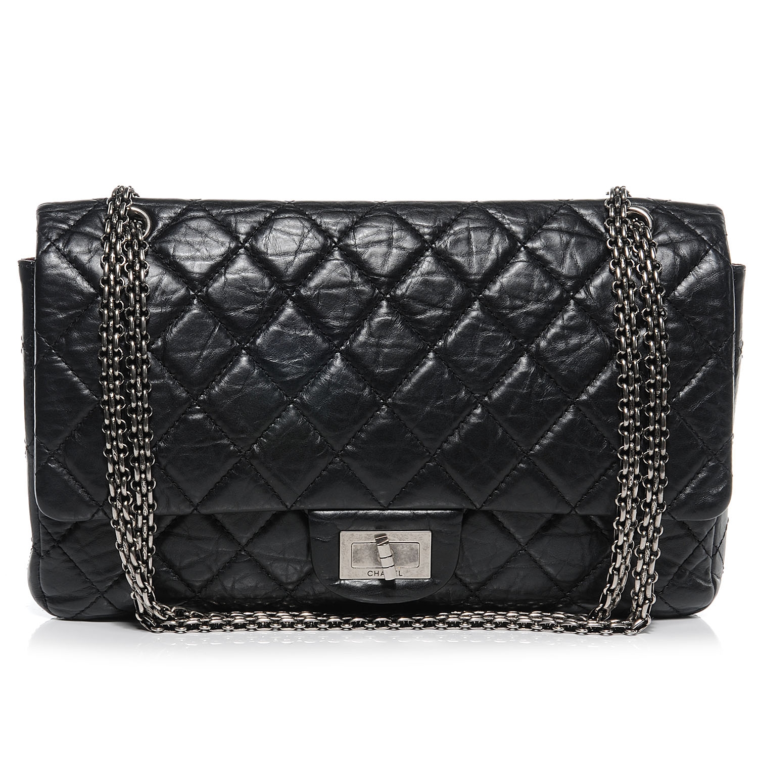 CHANEL Aged Calfskin Quilted 2.55 Reissue 227 Flap Black 52844
