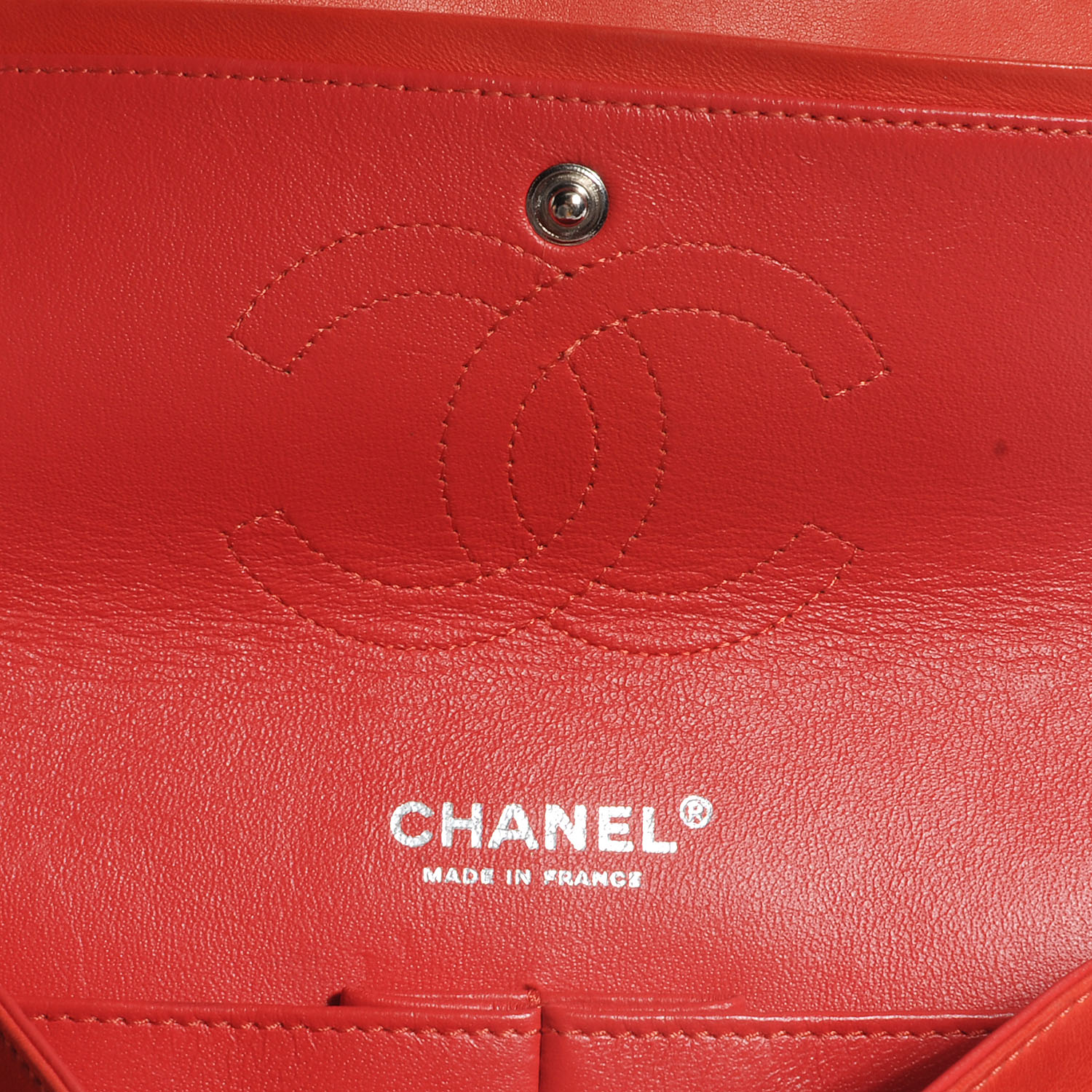 CHANEL Lambskin Quilted Medium Double Flap Coral 54935