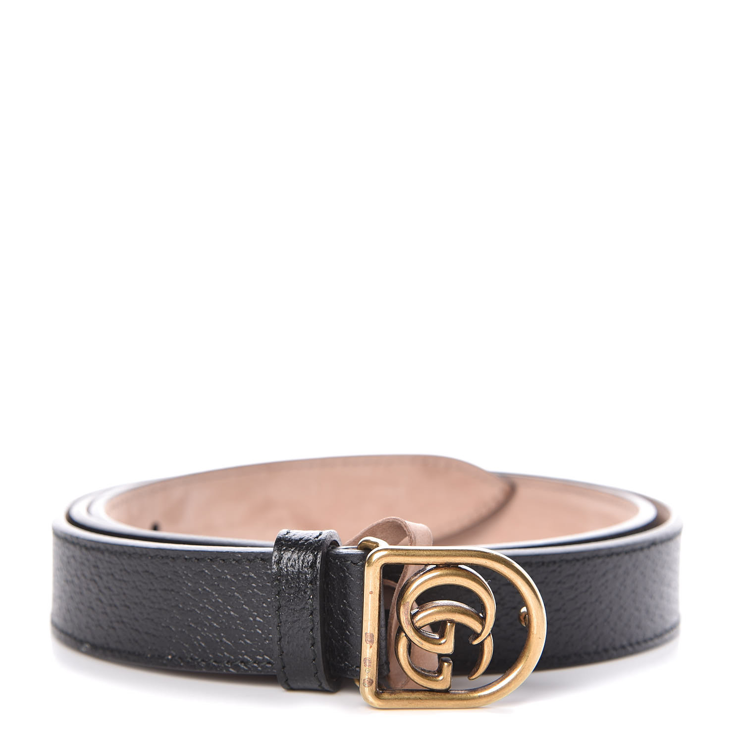 leather belt with framed double g