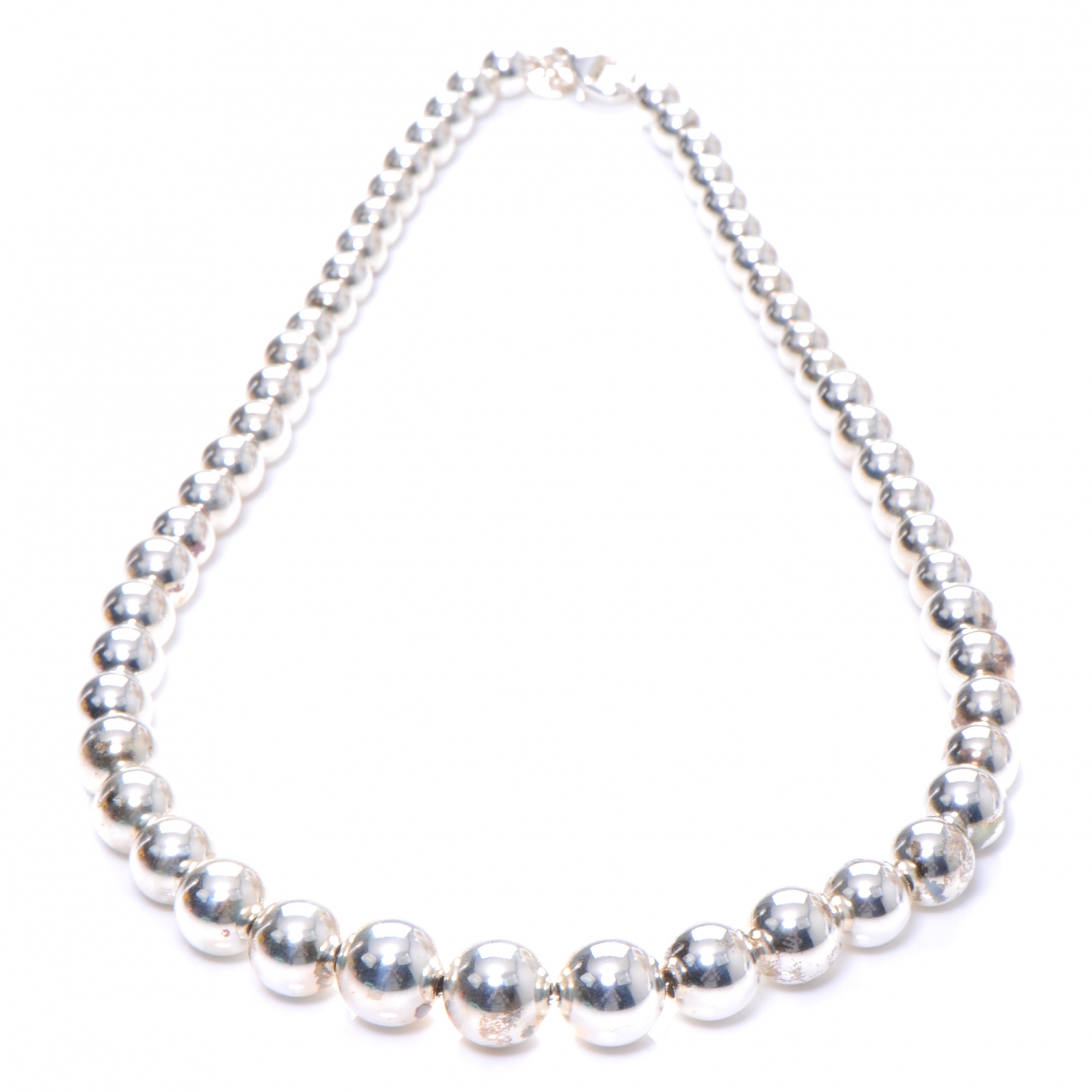 TIFFANY Sterling Silver HardWear Graduated Ball Necklace 48865