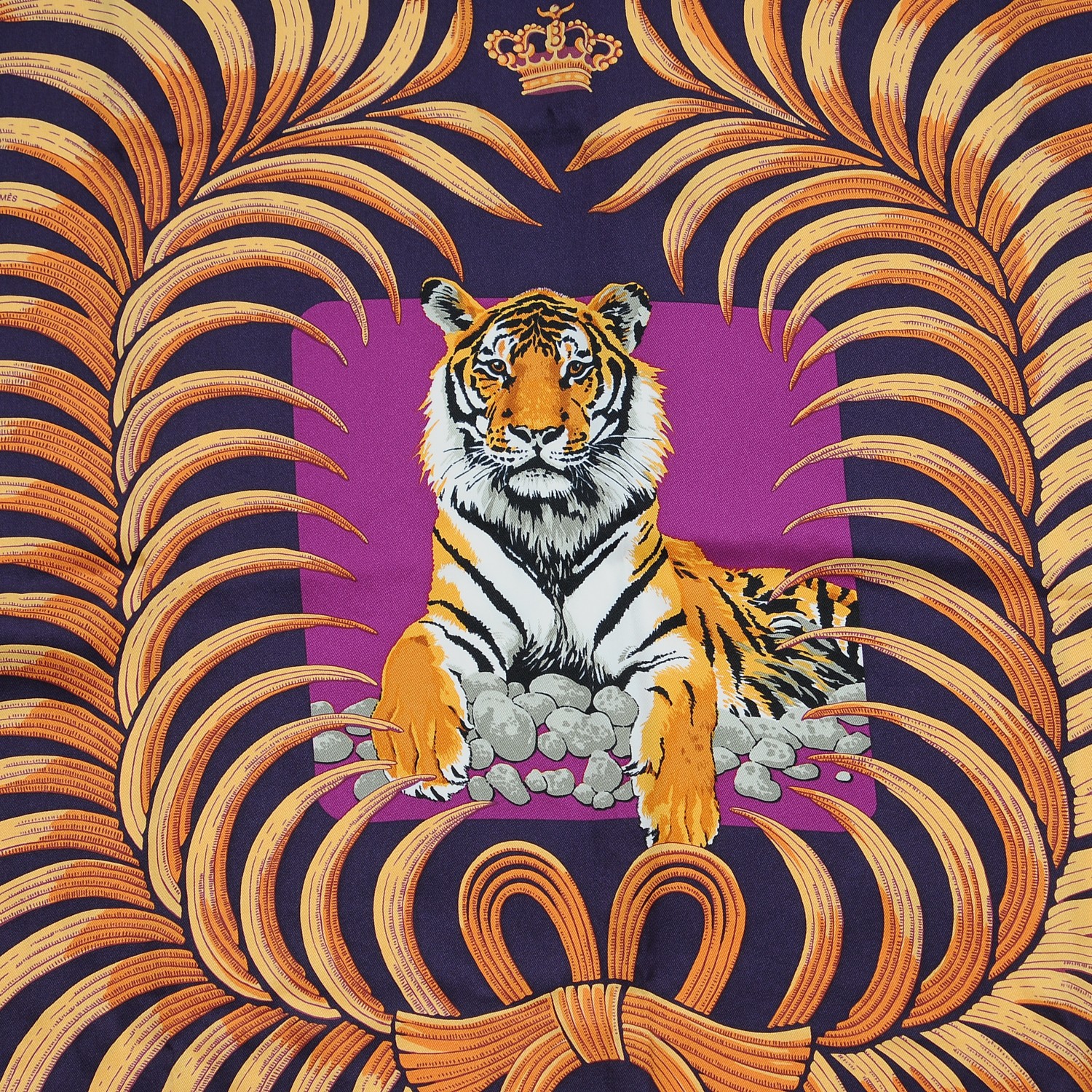 HERMES Silk Tiger Royal Scarf 70 220844 