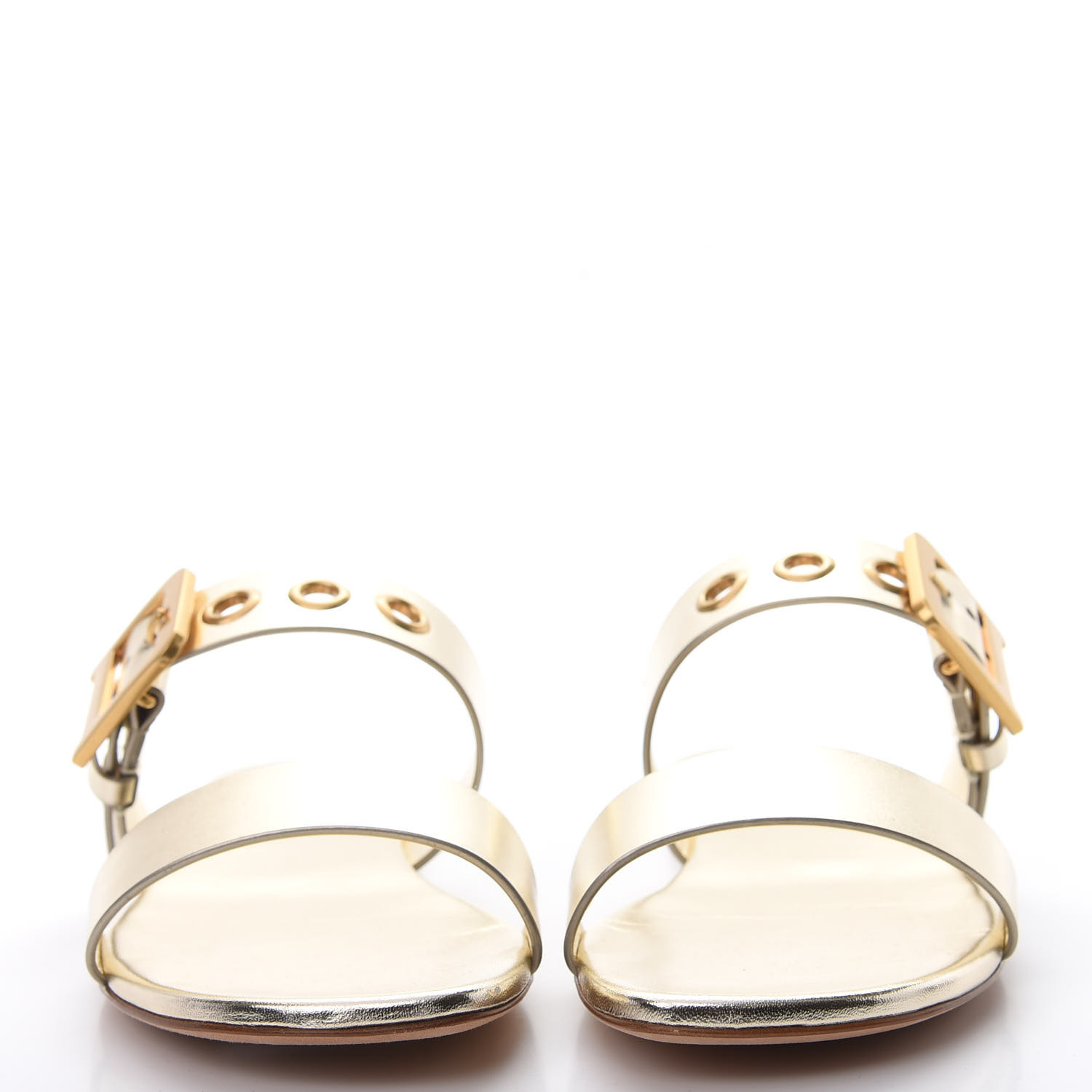 CHRISTIAN DIOR Laminated Calfskin D-Dior Slide Flat Sandals 39.5 Pale ...