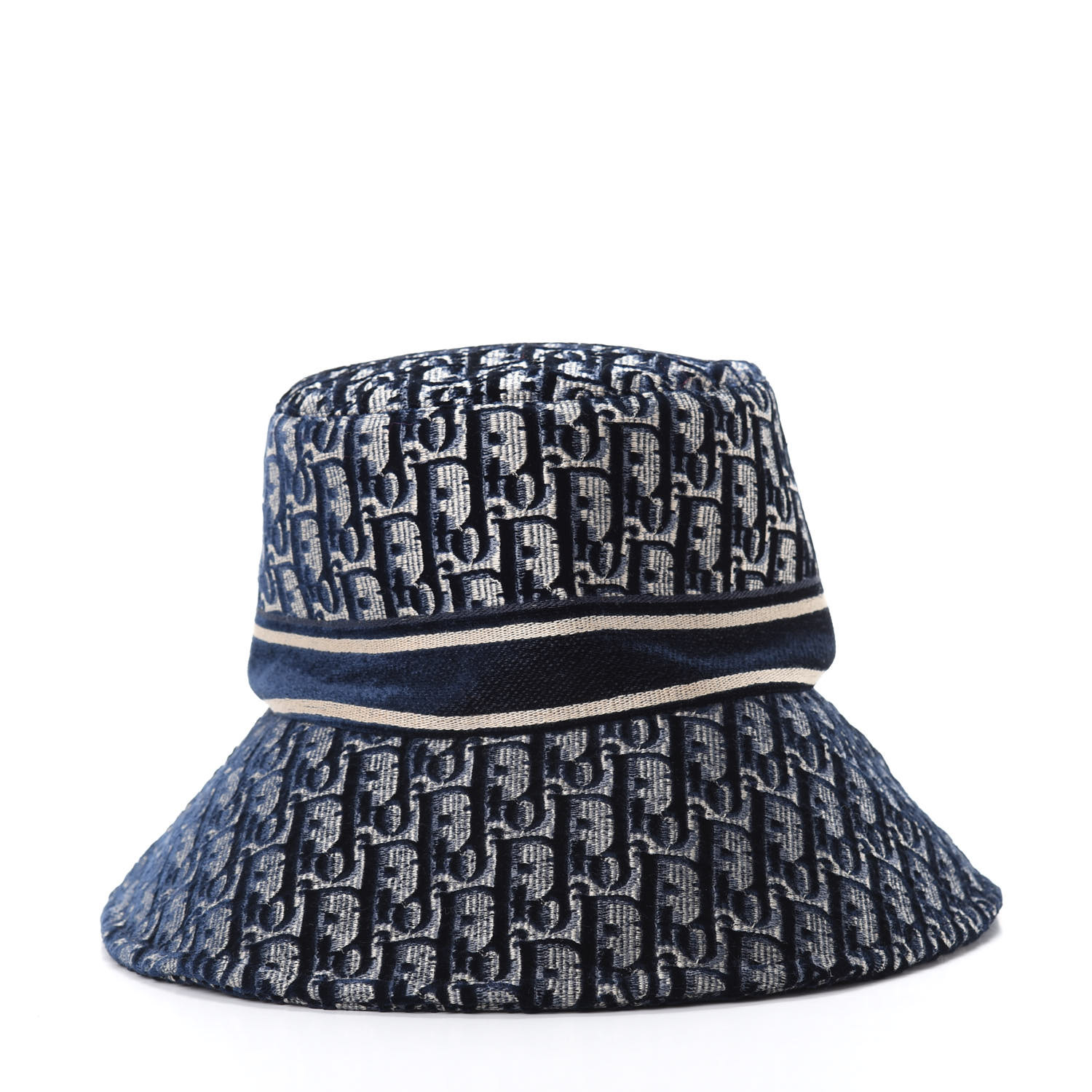 CHRISTIAN DIOR Velvet Oblique Large Brim Bucket Hat 58 Bleu Marine ...