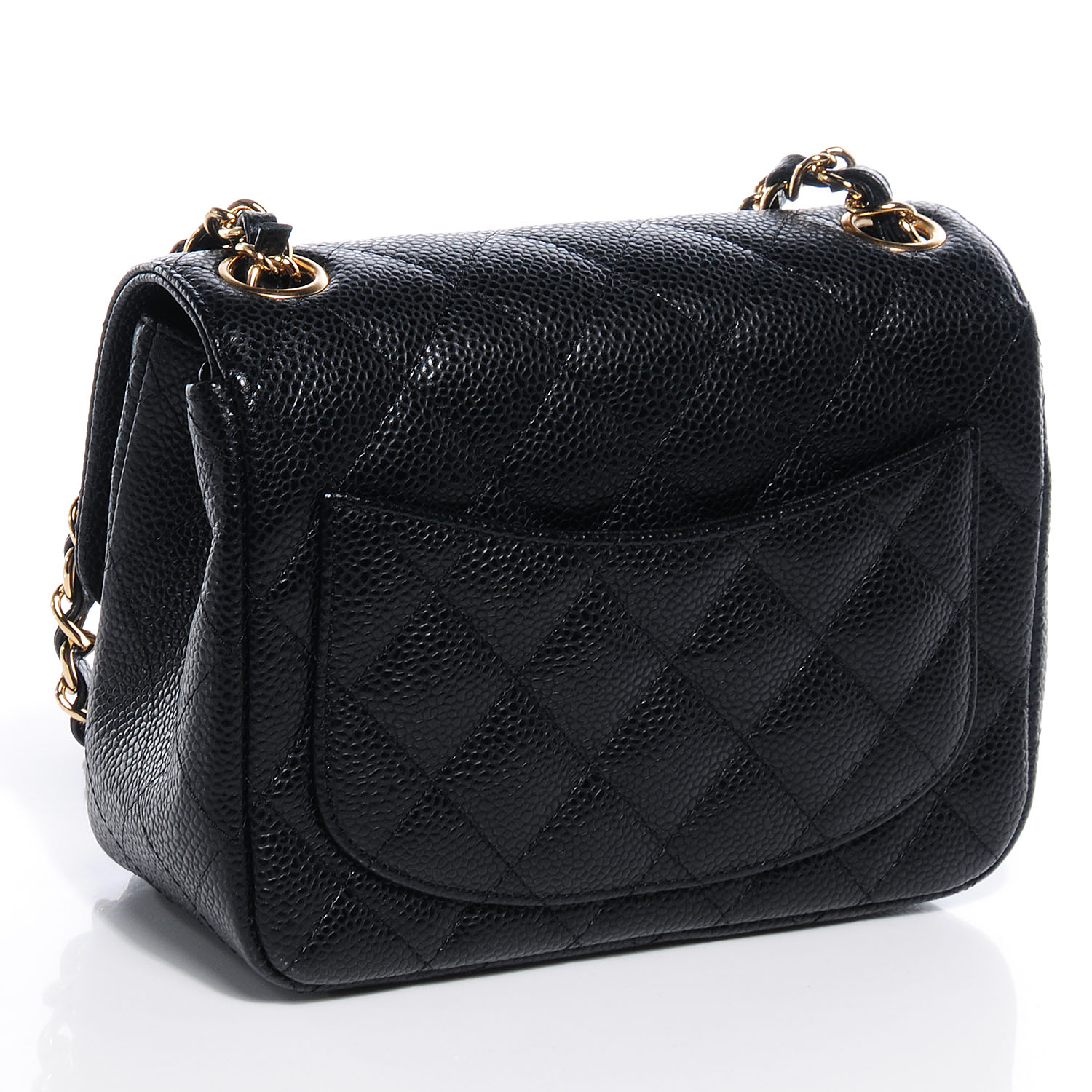 chanel square mini black caviar