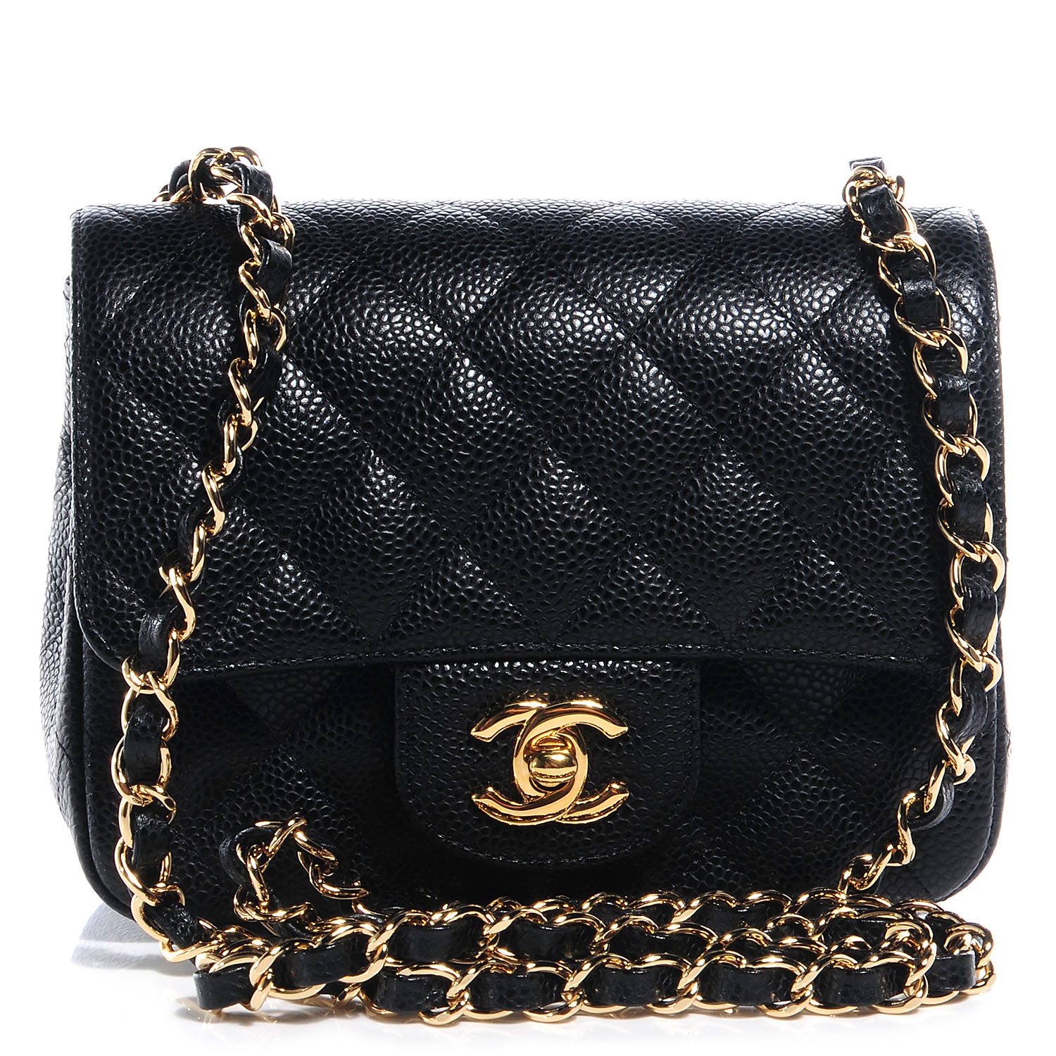 CHANEL Caviar Quilted Mini Square Flap Bag Black 63892
