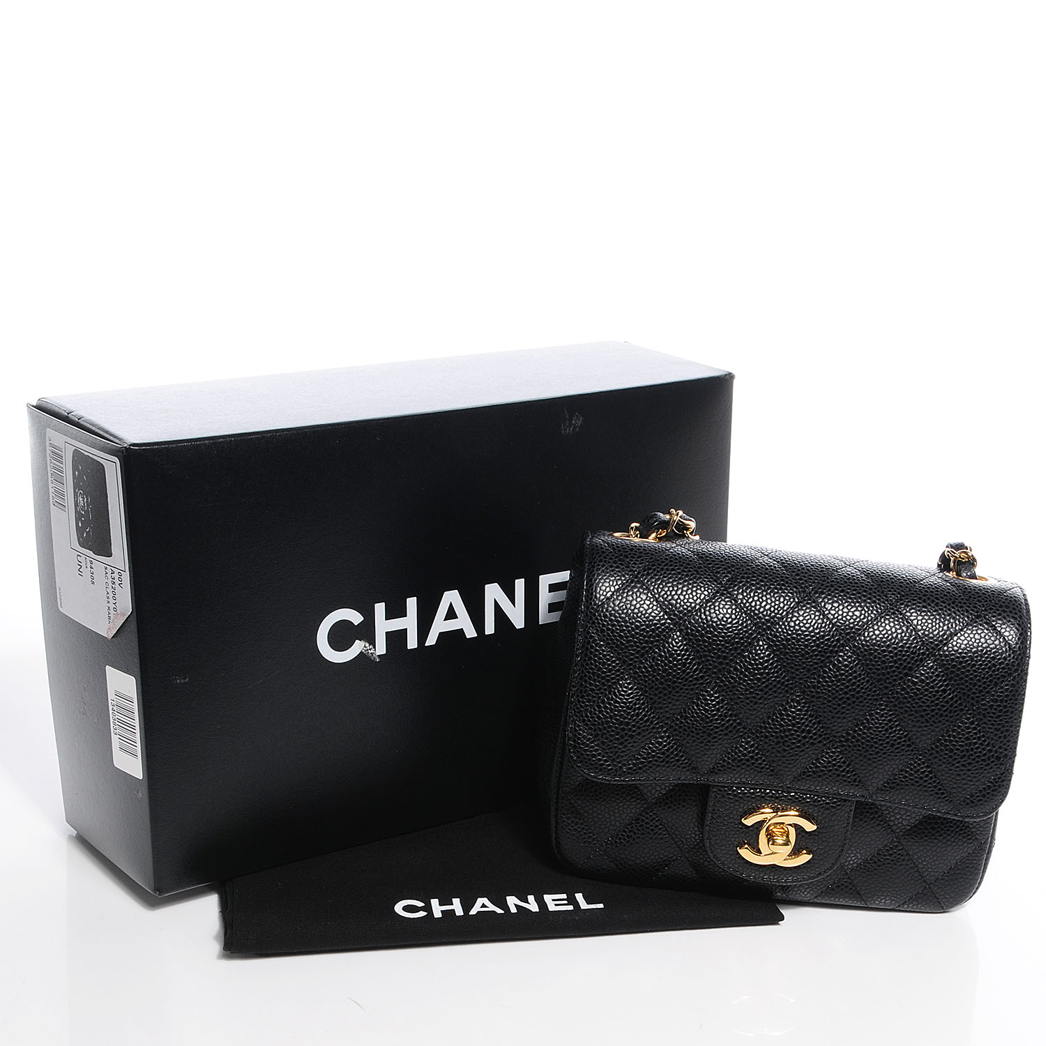 chanel square mini black caviar