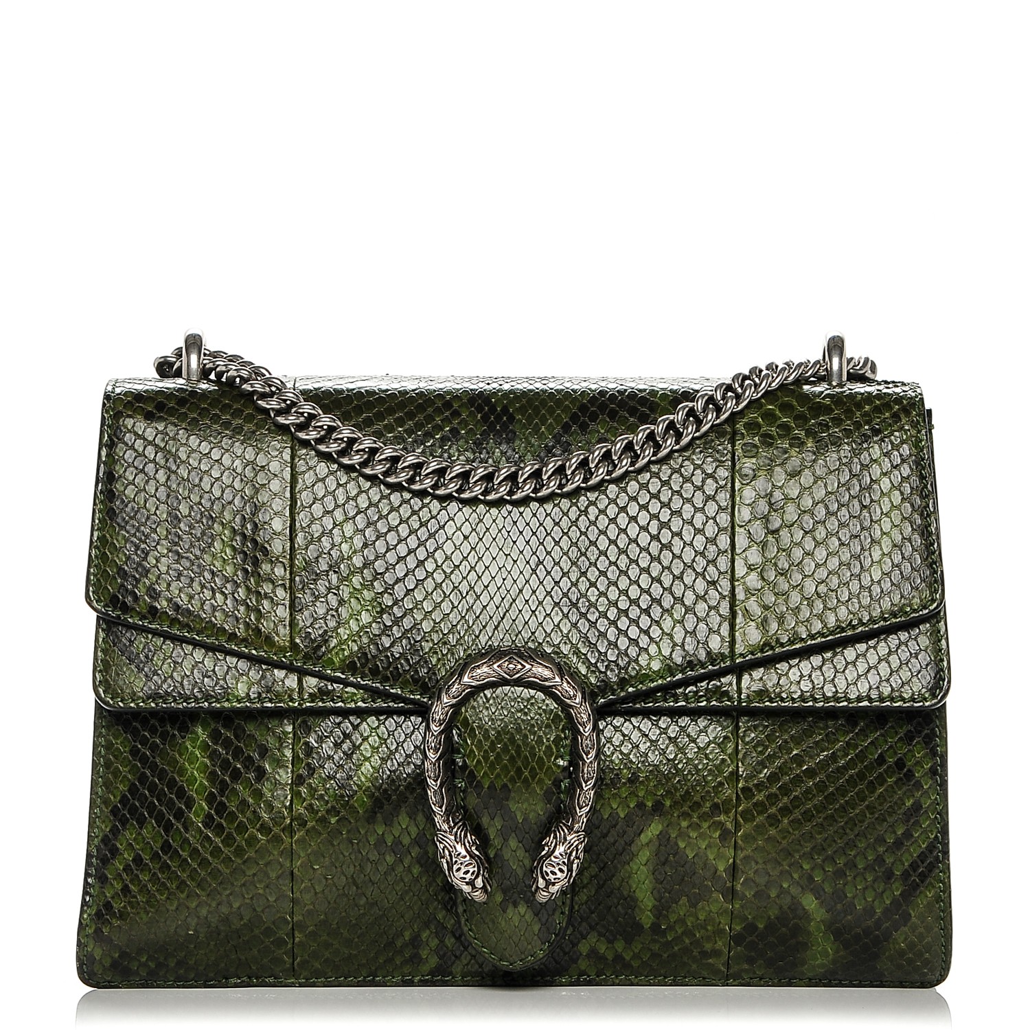 GUCCI Python Medium Dionysus Shoulder Bag Green 189708