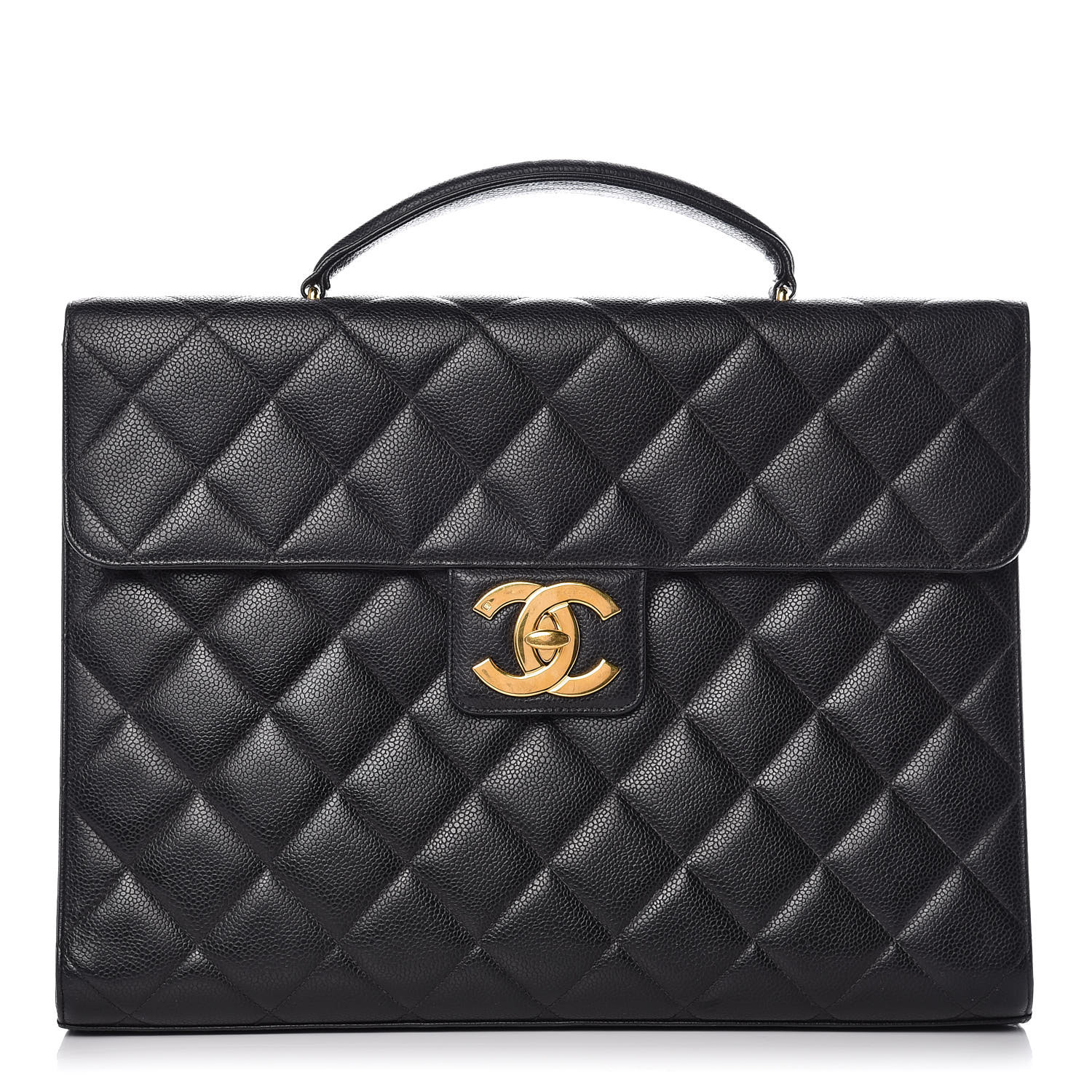 Chanel Caviar Quilted Briefcase Laptop Bag Black 381363