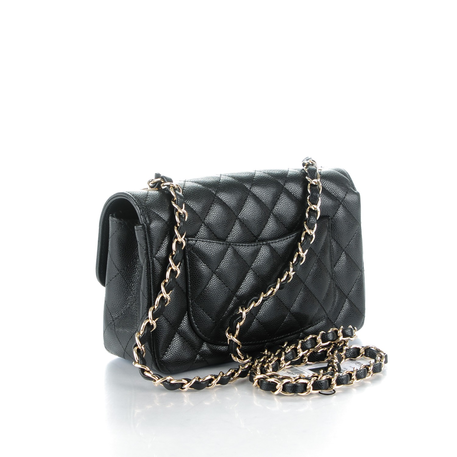 caviar quilted mini top handle rectangular flap black