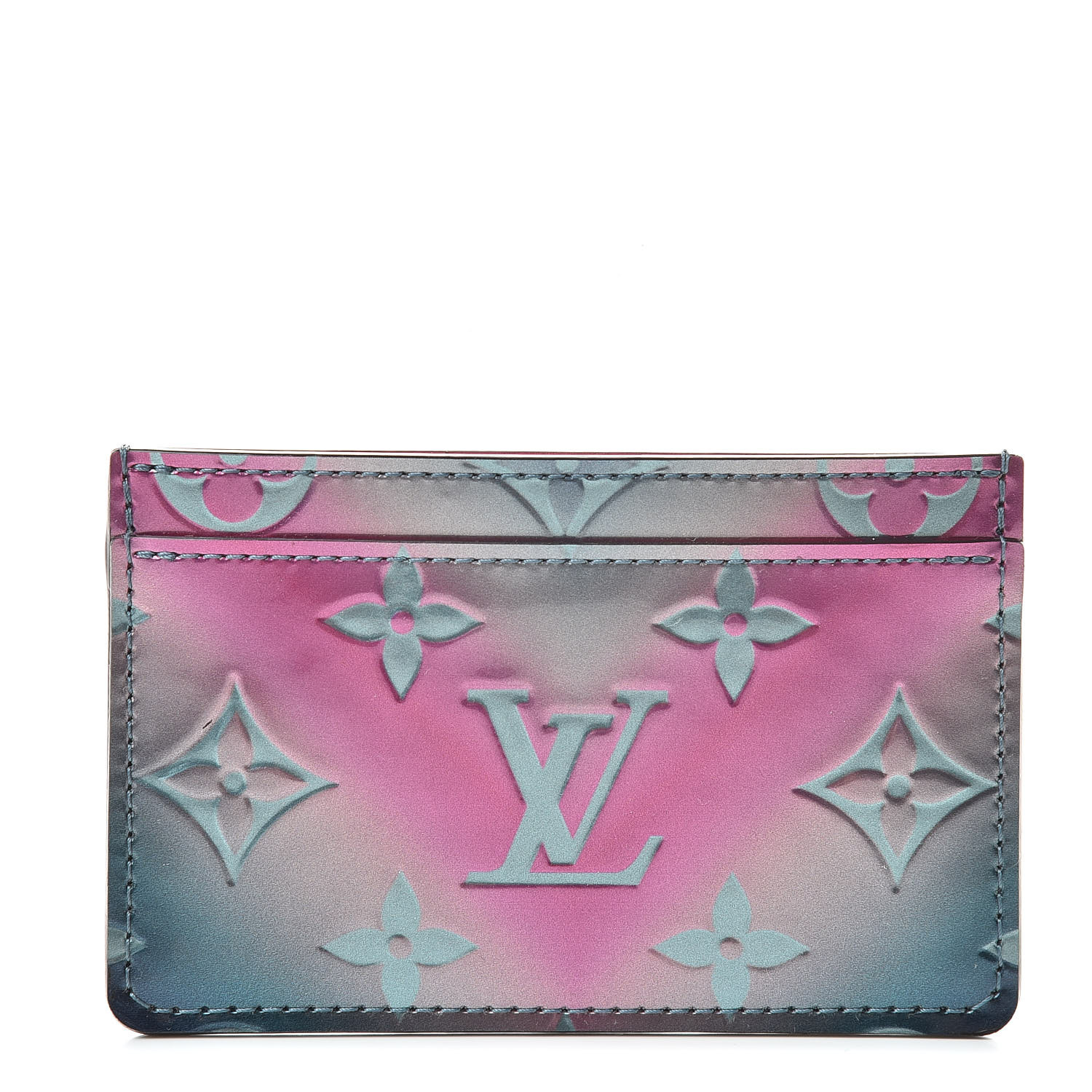 LOUIS VUITTON Metallic Vernis Card Holder Blue Pink 518536