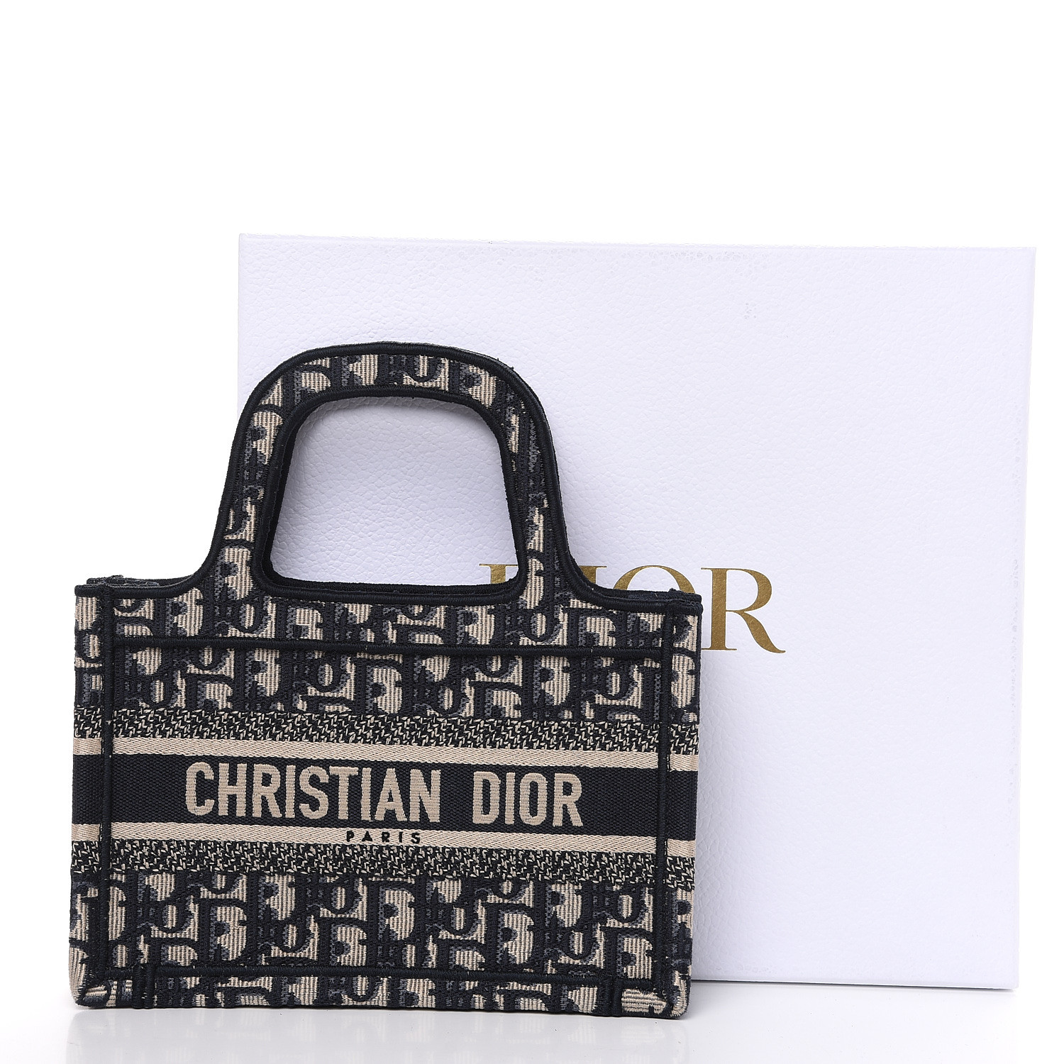 CHRISTIAN DIOR Oblique Mini Book Tote Blue Multicolor 555798