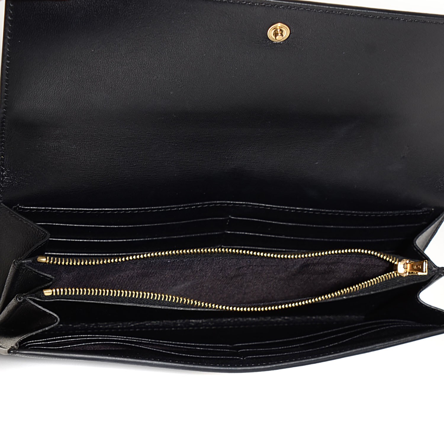CELINE Smooth Calfskin Large Flap Multifunction Wallet Black 101501