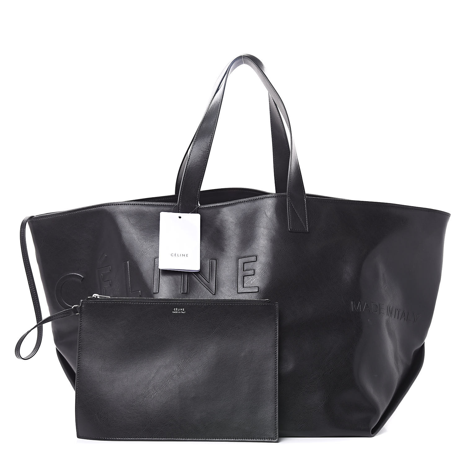 celine black leather large tote bag