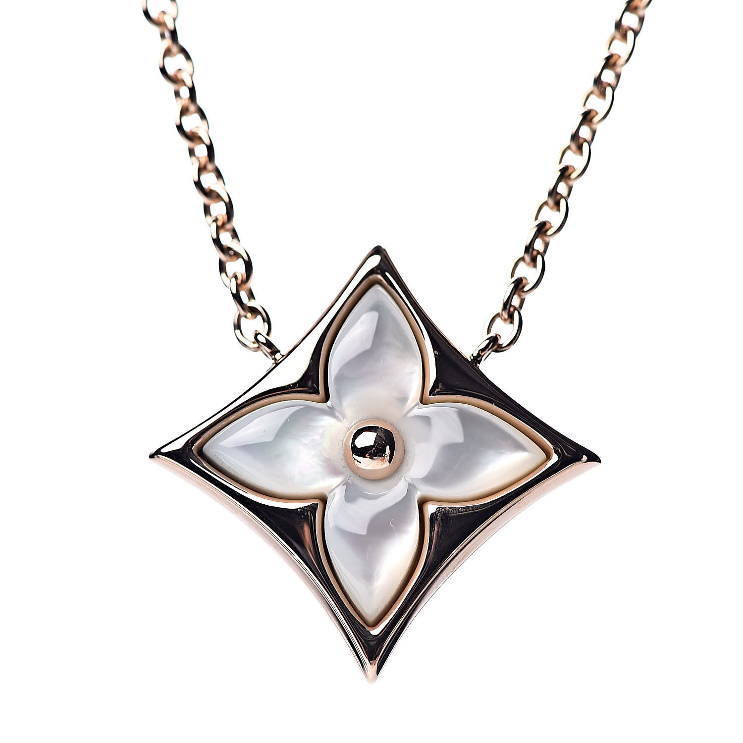 LOUIS VUITTON Pendant Sun Blossom Necklace Diamond 18K White Gold