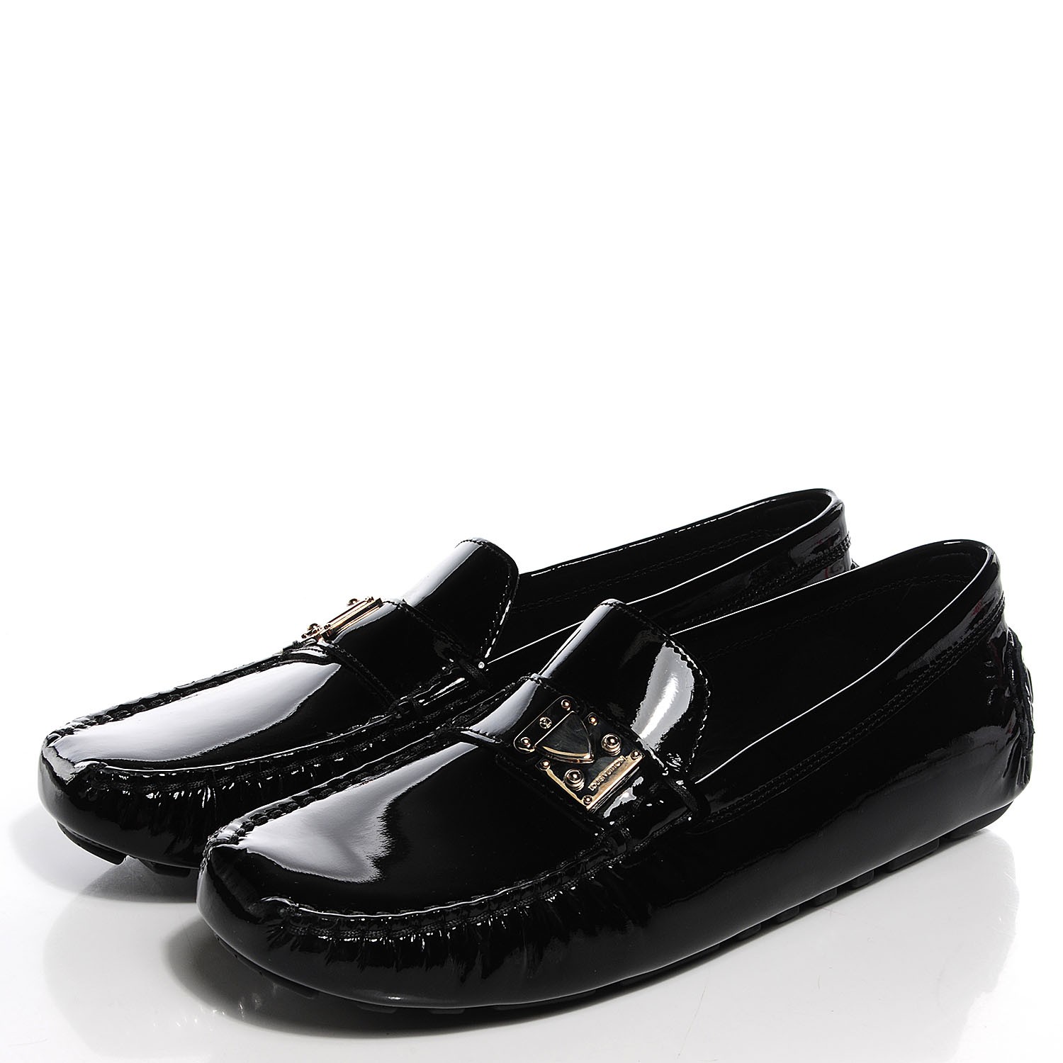 LOUIS VUITTON Patent Lombok Mocassin Loafers 37 Black 98238 | FASHIONPHILE