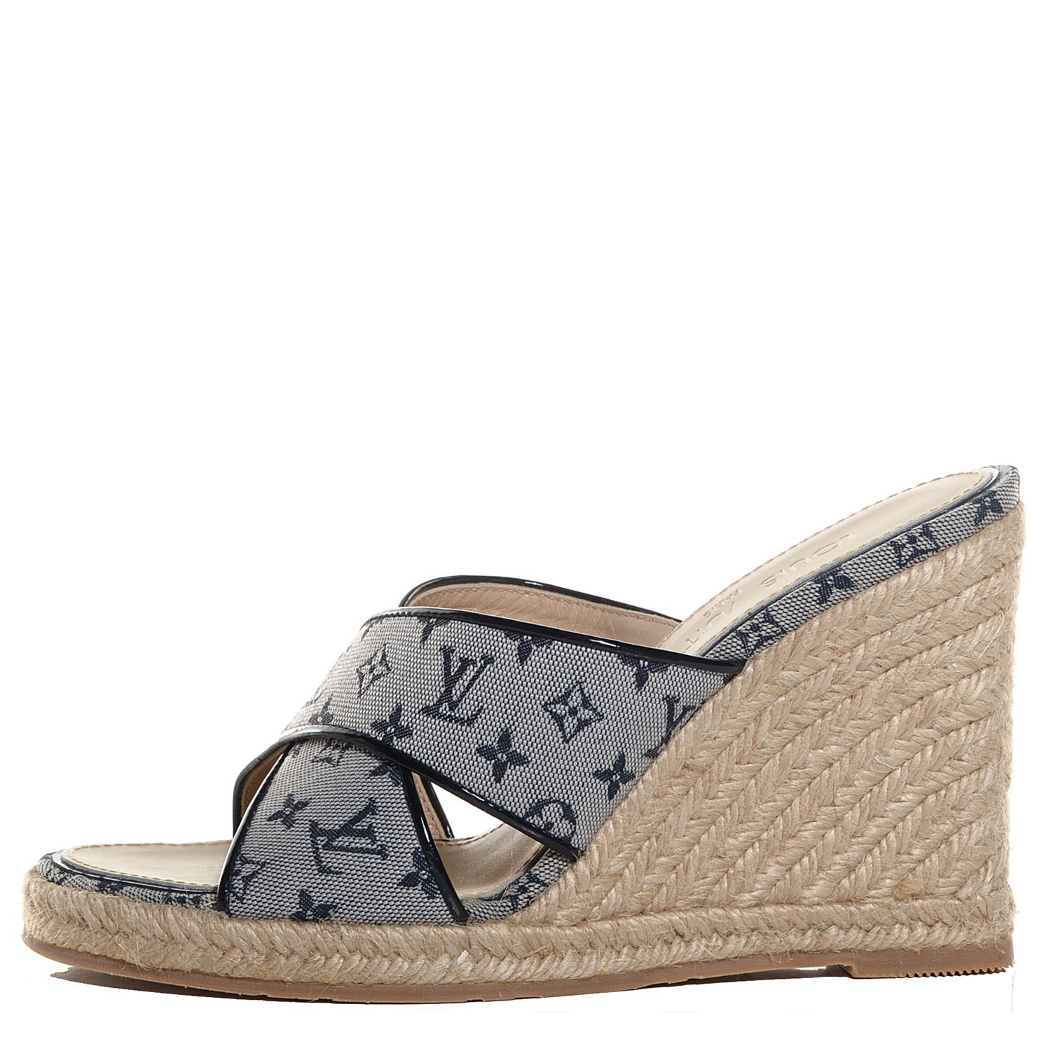 VUITTON Mini Monogram Ibiza Open Toe Mules 37 Blue Nuit 98237 | FASHIONPHILE