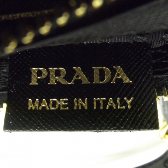PRADA Tessuto Bandoliera Logo Shoulder Bag Gold Black 15499 | FASHIONPHILE