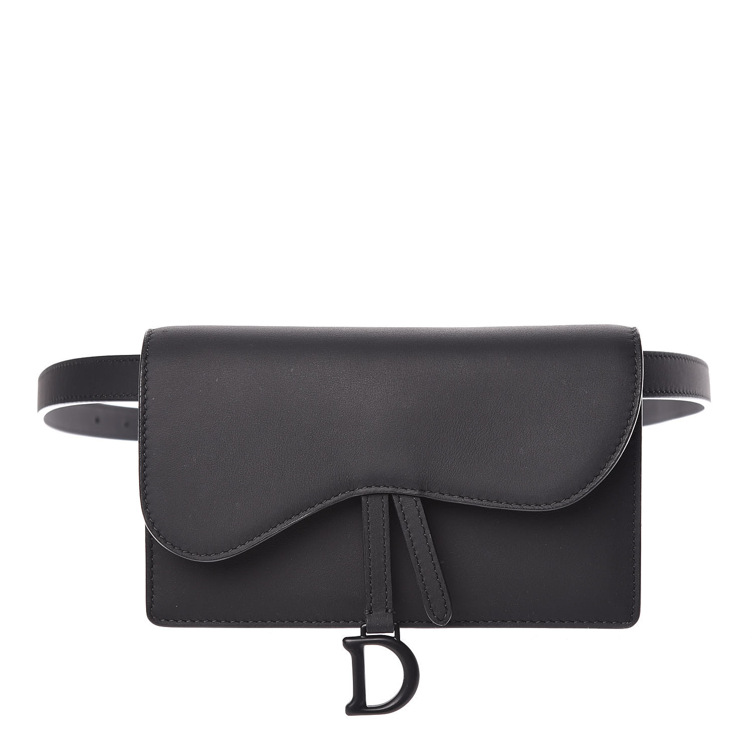 CHRISTIAN DIOR Ultra Matte Calfskin Saddle Belt Bag Black 446320