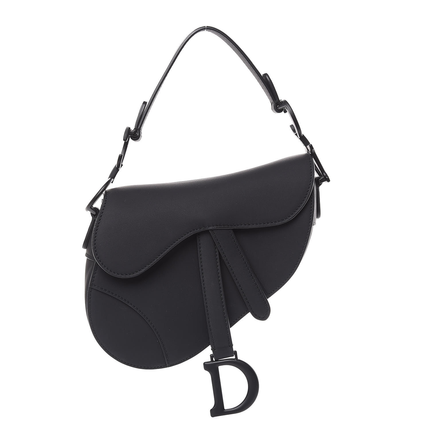 CHRISTIAN DIOR Ultra Matte Calfskin Mini Saddle Bag Black 447249