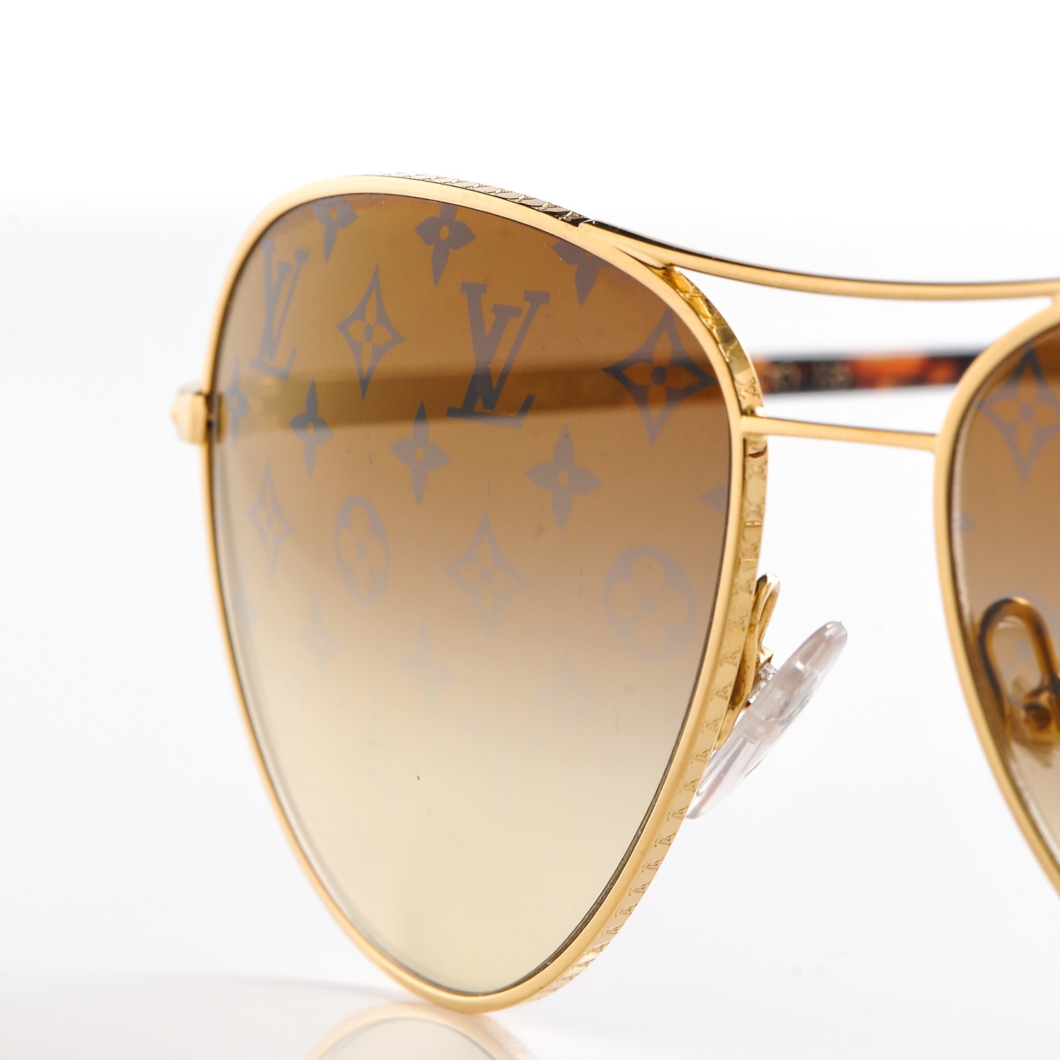 LOUIS VUITTON Conspiration Pilote Sunglasses Z0164U Gold 194595