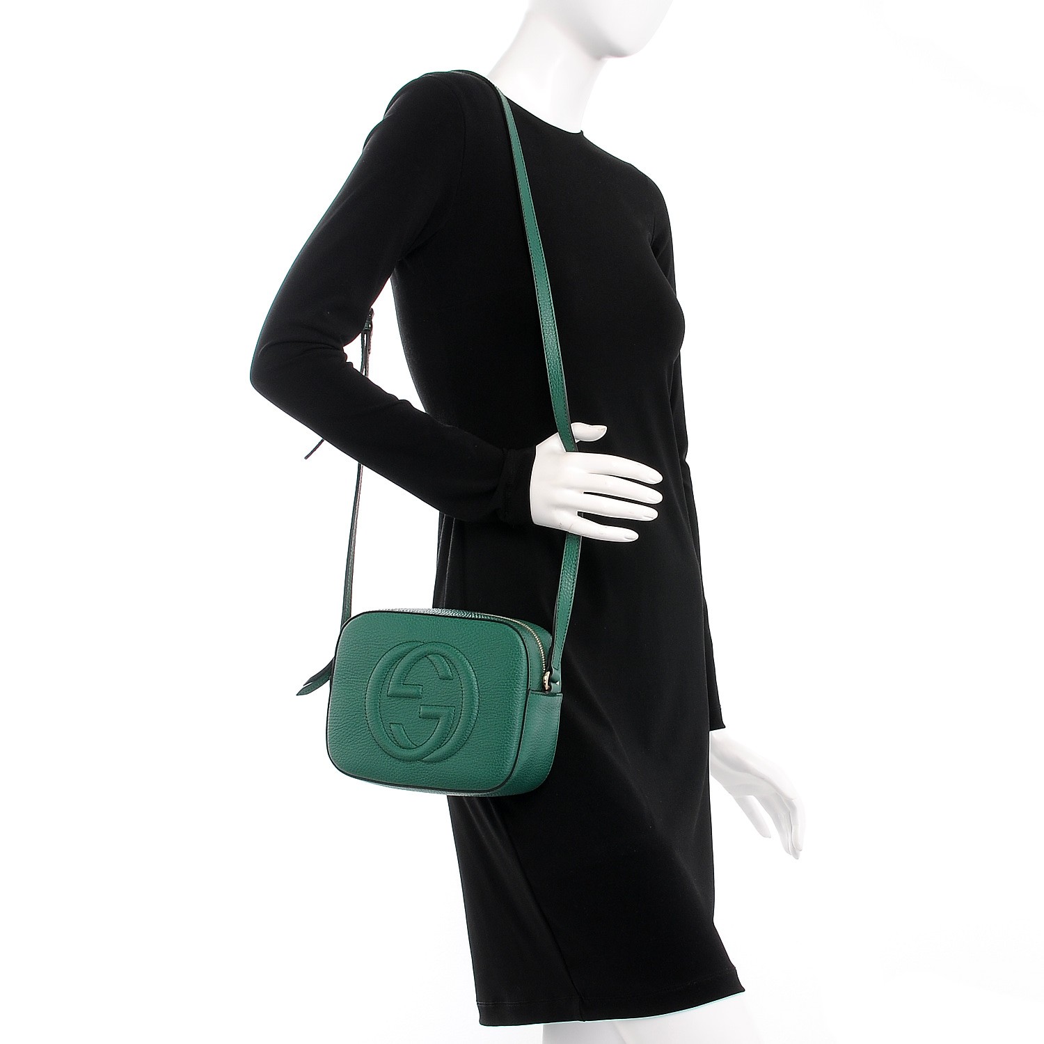 GUCCI Pebbled Calfskin Small Soho Disco Bag Emerald Green 228126 ...