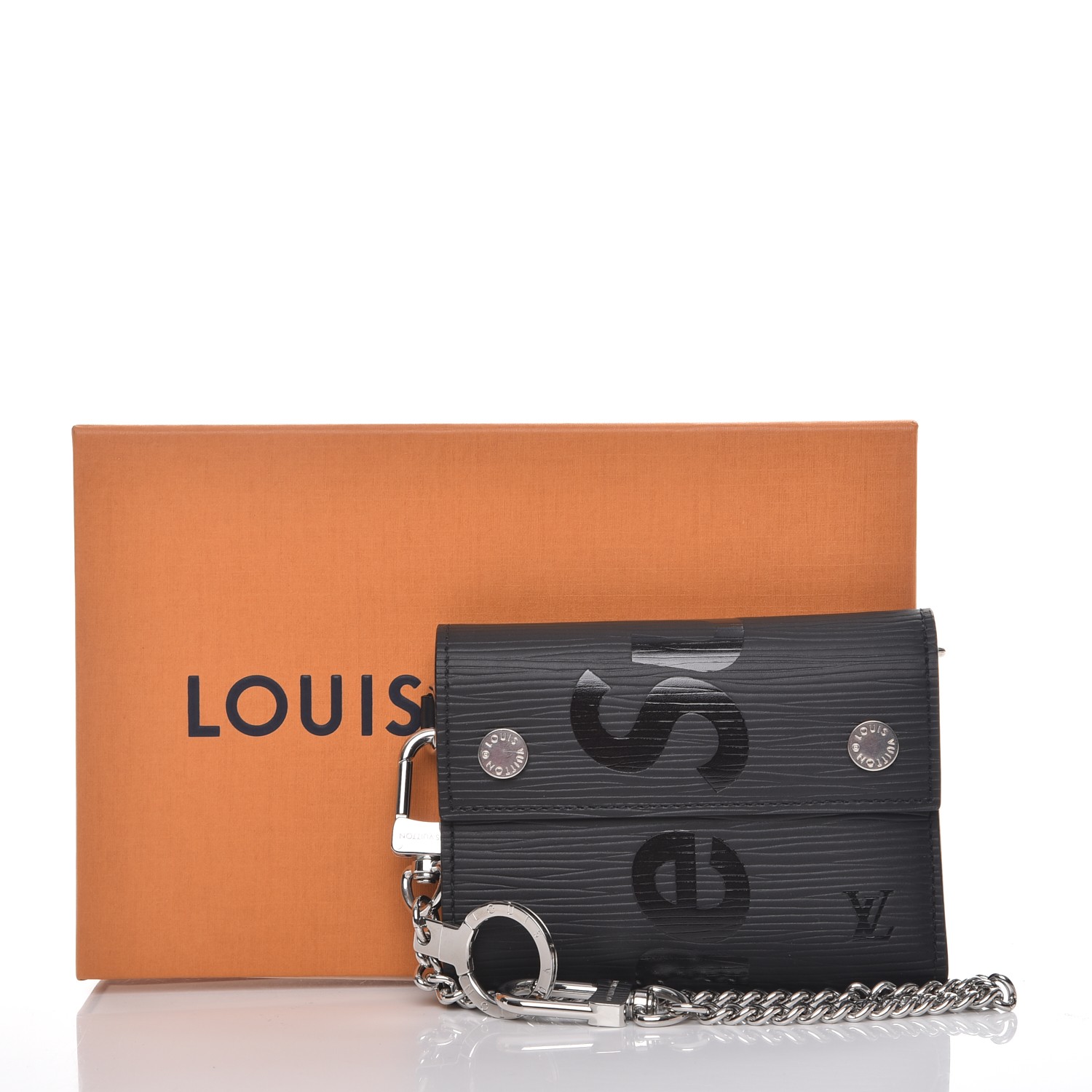 LOUIS VUITTON X Supreme Epi Chain Wallet Nero Black 231331
