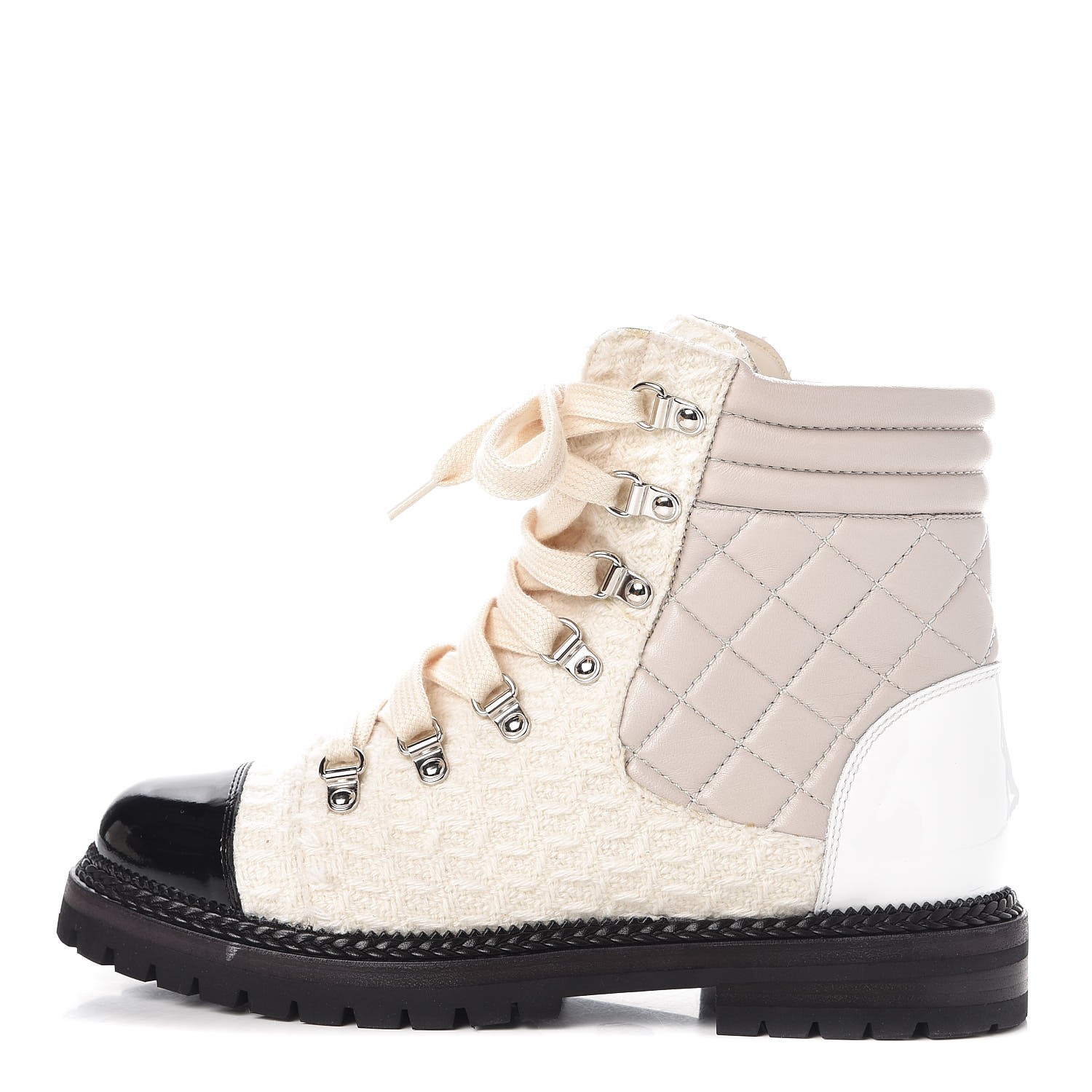chanel boots tweed