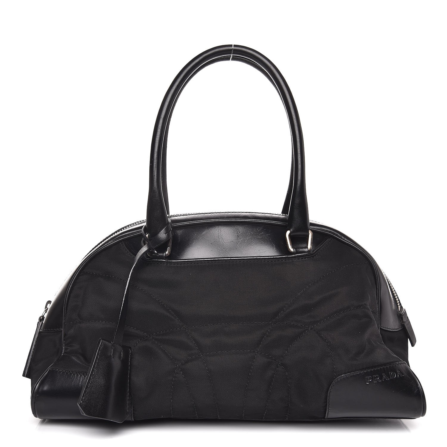 Prada Tessuto Nylon Box Calf Bowling Bag Black 315761 Fashionphile