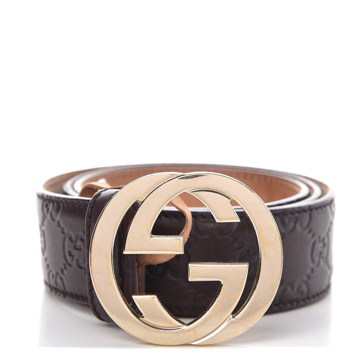 GUCCI Guccissima Interlocking G Belt 95 38 Dark Brown 300260