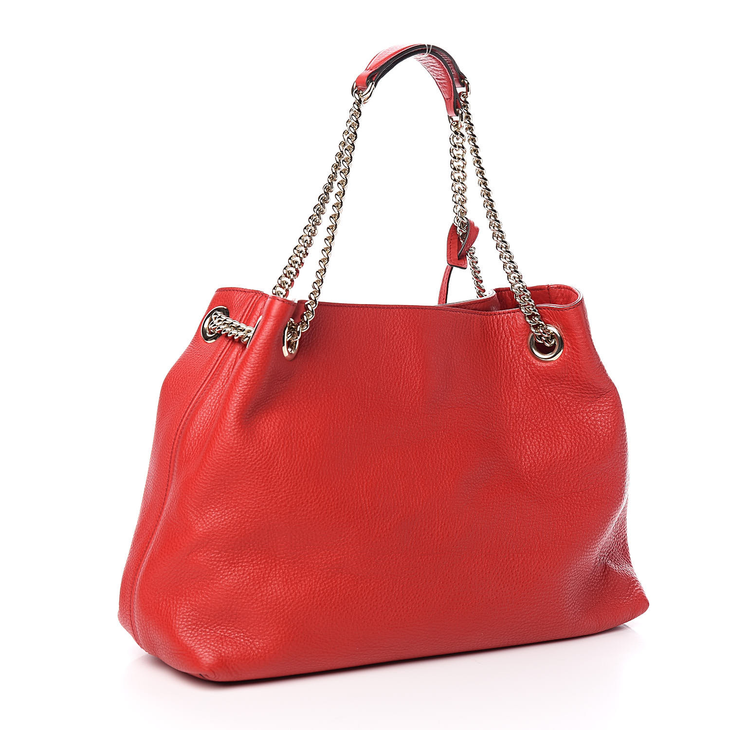 GUCCI Pebbled Calfskin Medium Soho Chain Shoulder Bag Tabasco Red 520852