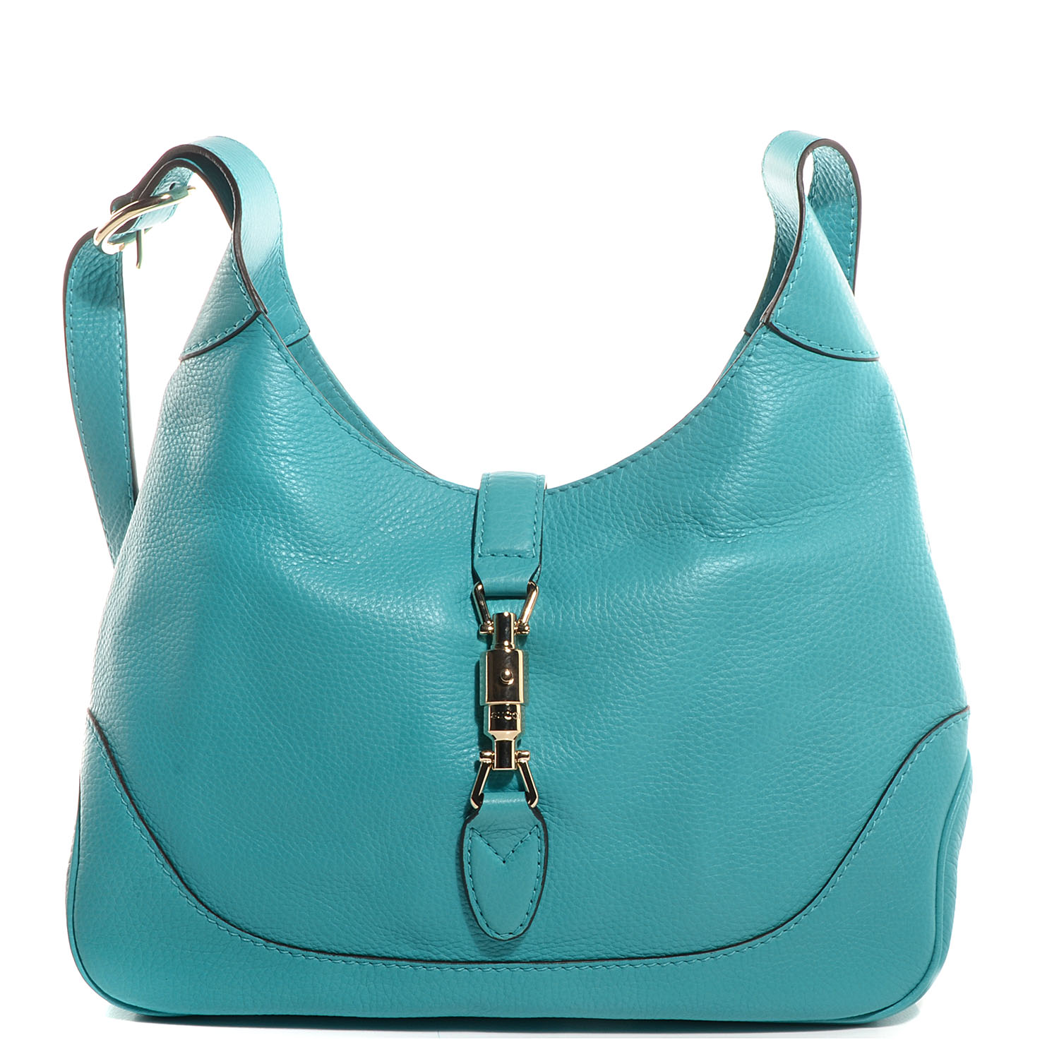 GUCCI Leather Jackie Medium Shoulder Bag Light Blue 74087