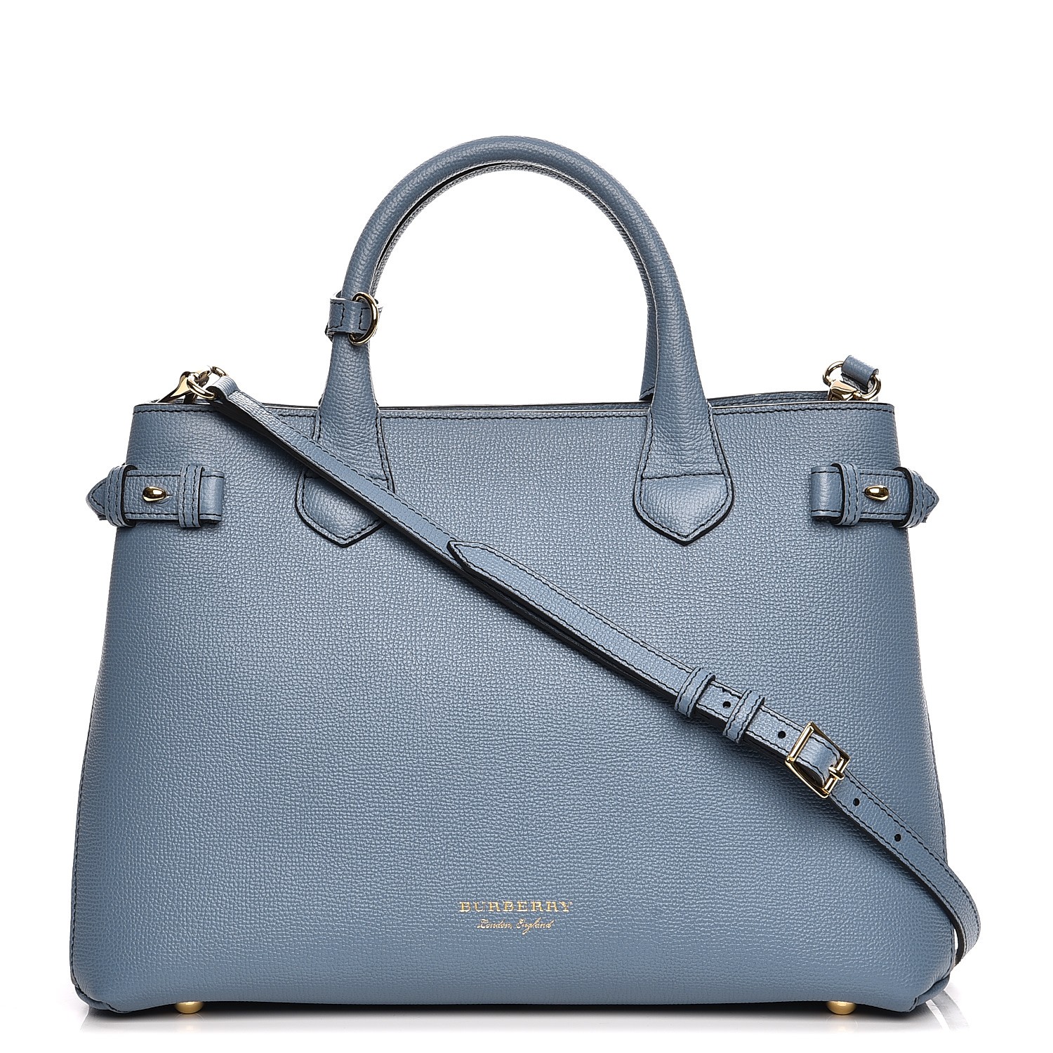 burberry house check derby leather medium banner tote