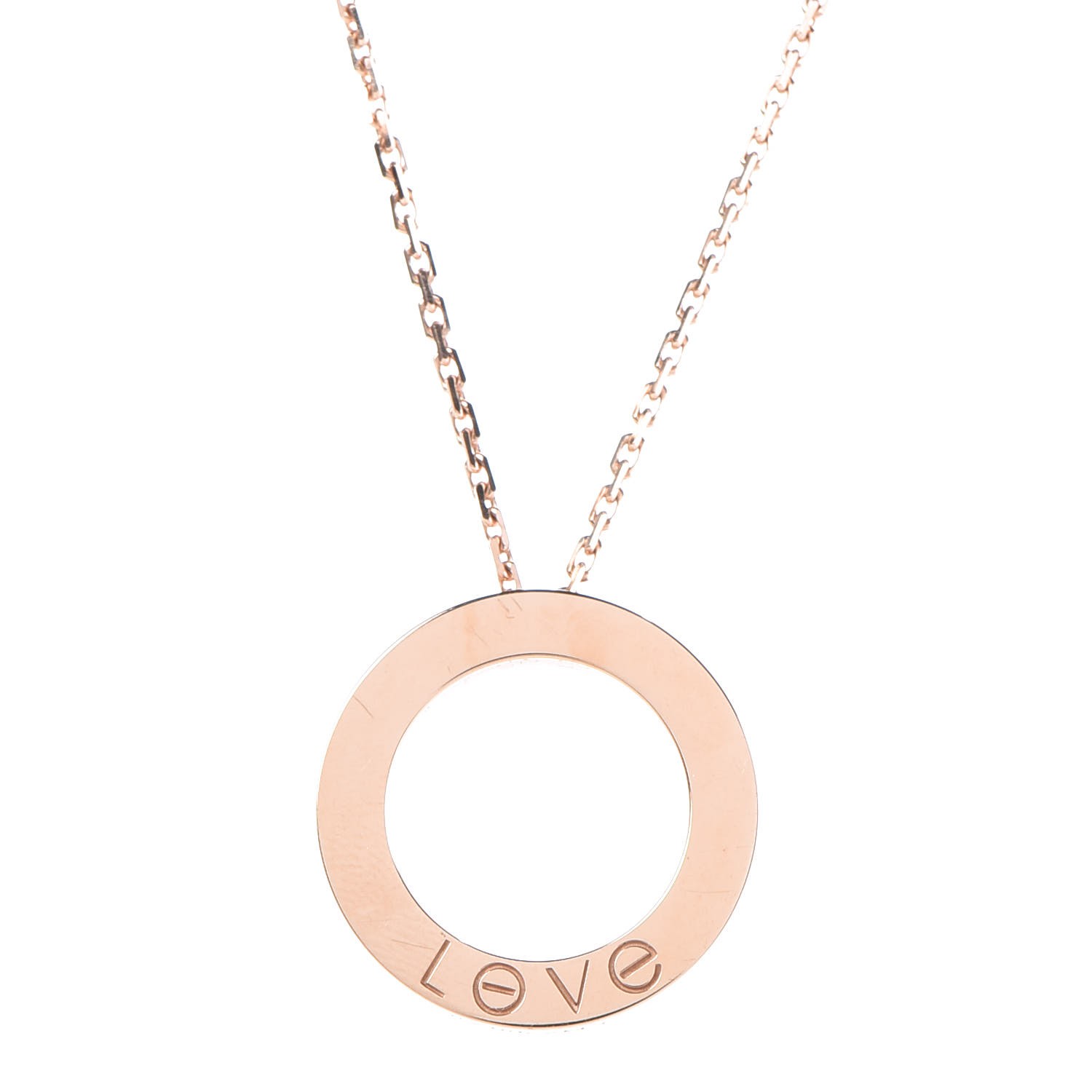 CARTIER 18K Pink Gold Diamond Pave Love Necklace 339455