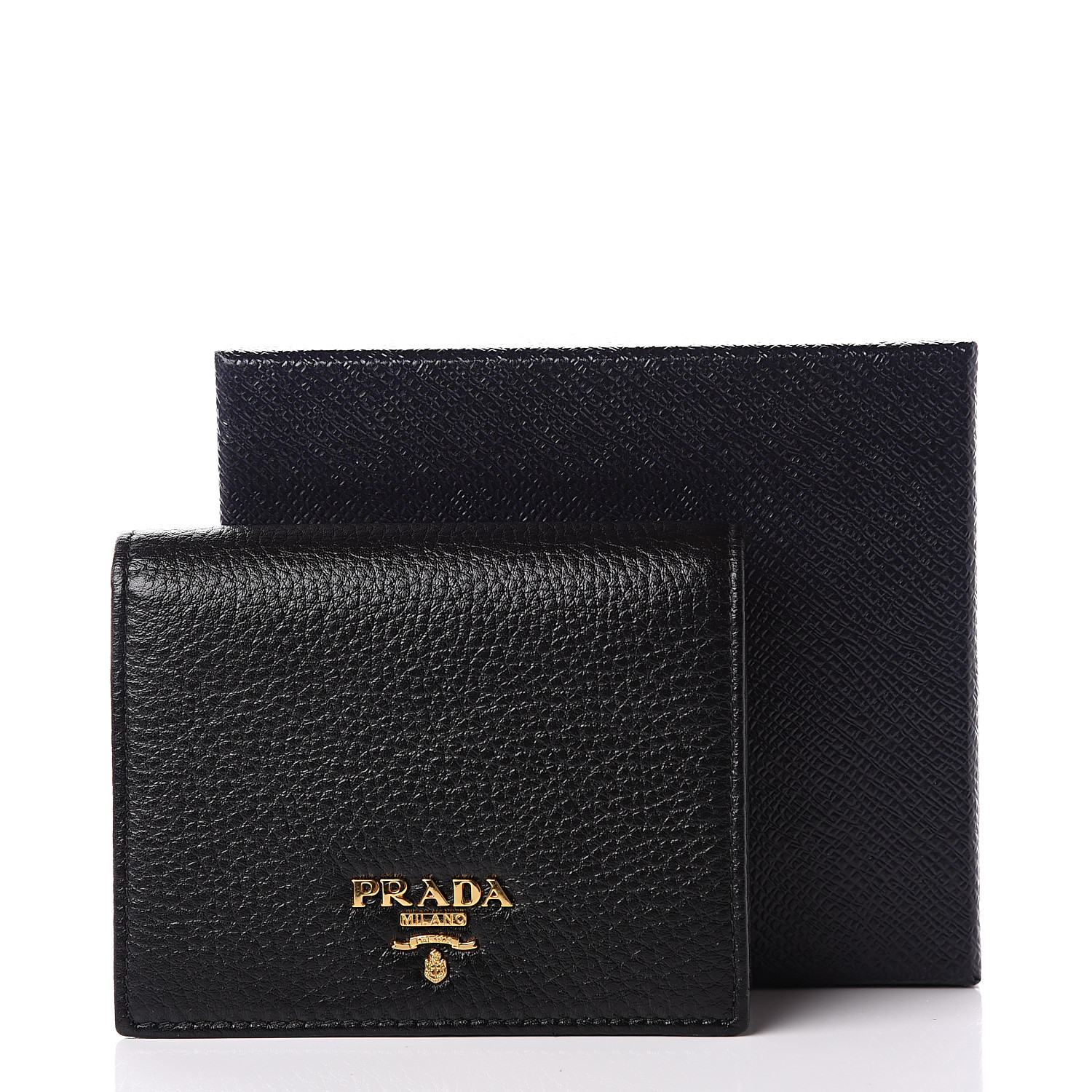 vitello grain prada wallet