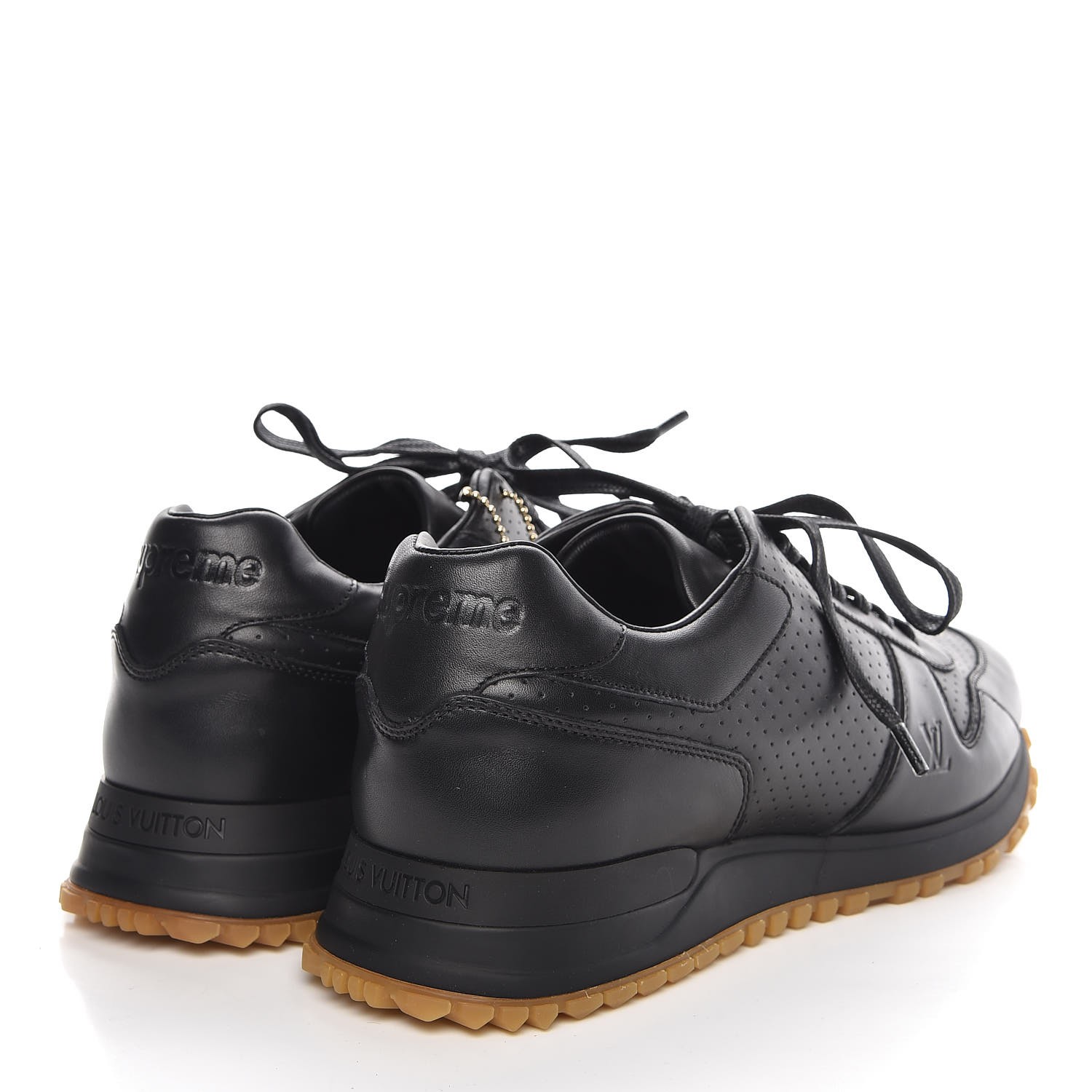LOUIS VUITTON X SUPREME Calfskin Mens Runaway Sneakers 7.5 Black 339713