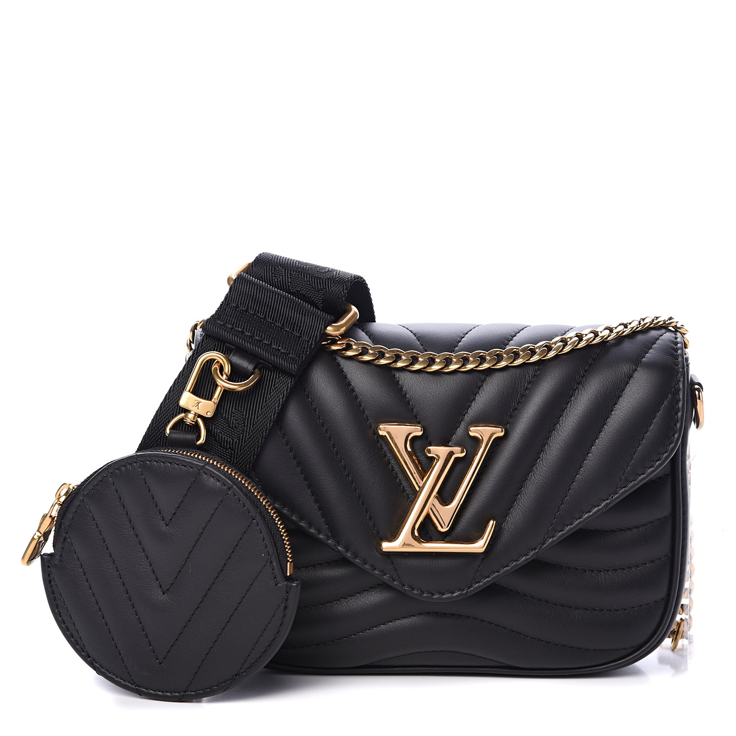 LOUIS VUITTON Calfskin New Wave Multi Pochette Black 554399