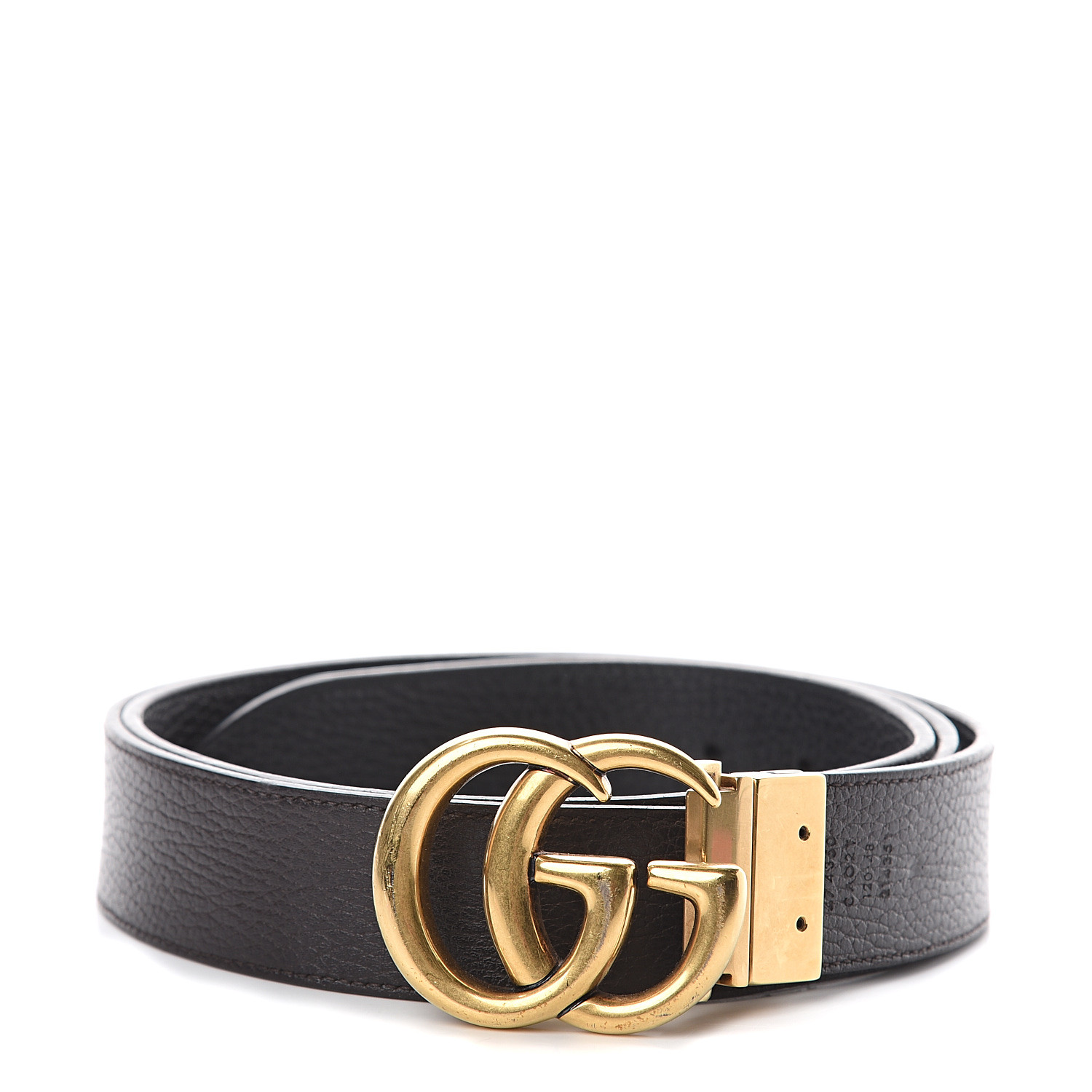 GUCCI Calfskin Double G Reversible Belt 120 48 Black Brown 556013