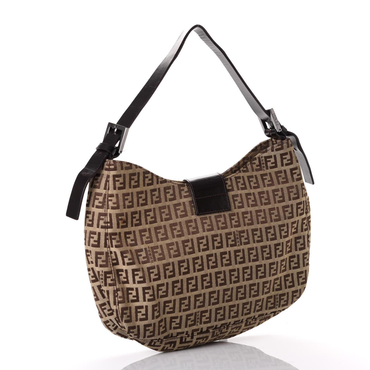 FENDI Zucchino Small Hobo Dark Brown 554127